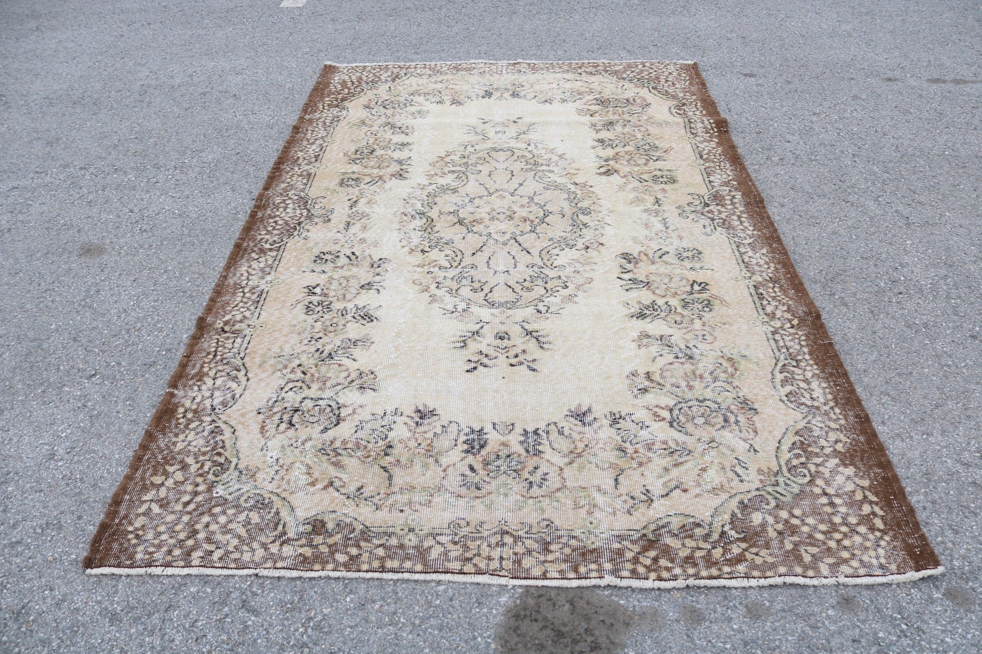 Pastel Rug, Turkish Rug, Floor Rug, Living Room Rug, Oushak Rug, Dining Room Rug, Vintage Rug, Rugs for Salon, 5.6x9.2 ft Large Rug