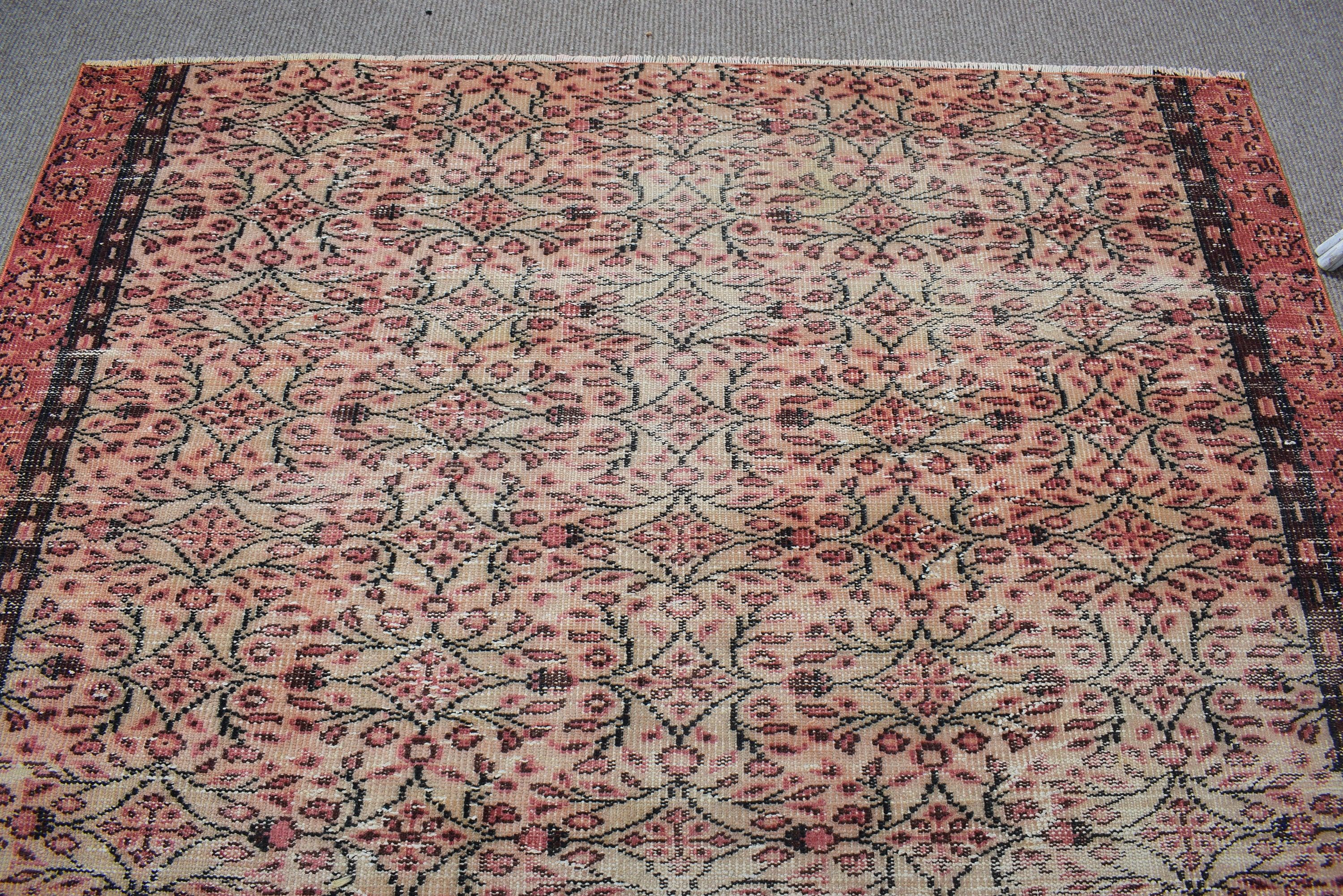 5.9x8 ft Large Rug, Floor Rugs, Vintage Rugs, Cool Rug, Turkish Rugs, Large Boho Rug, Dining Room Rugs, Red Kitchen Rugs