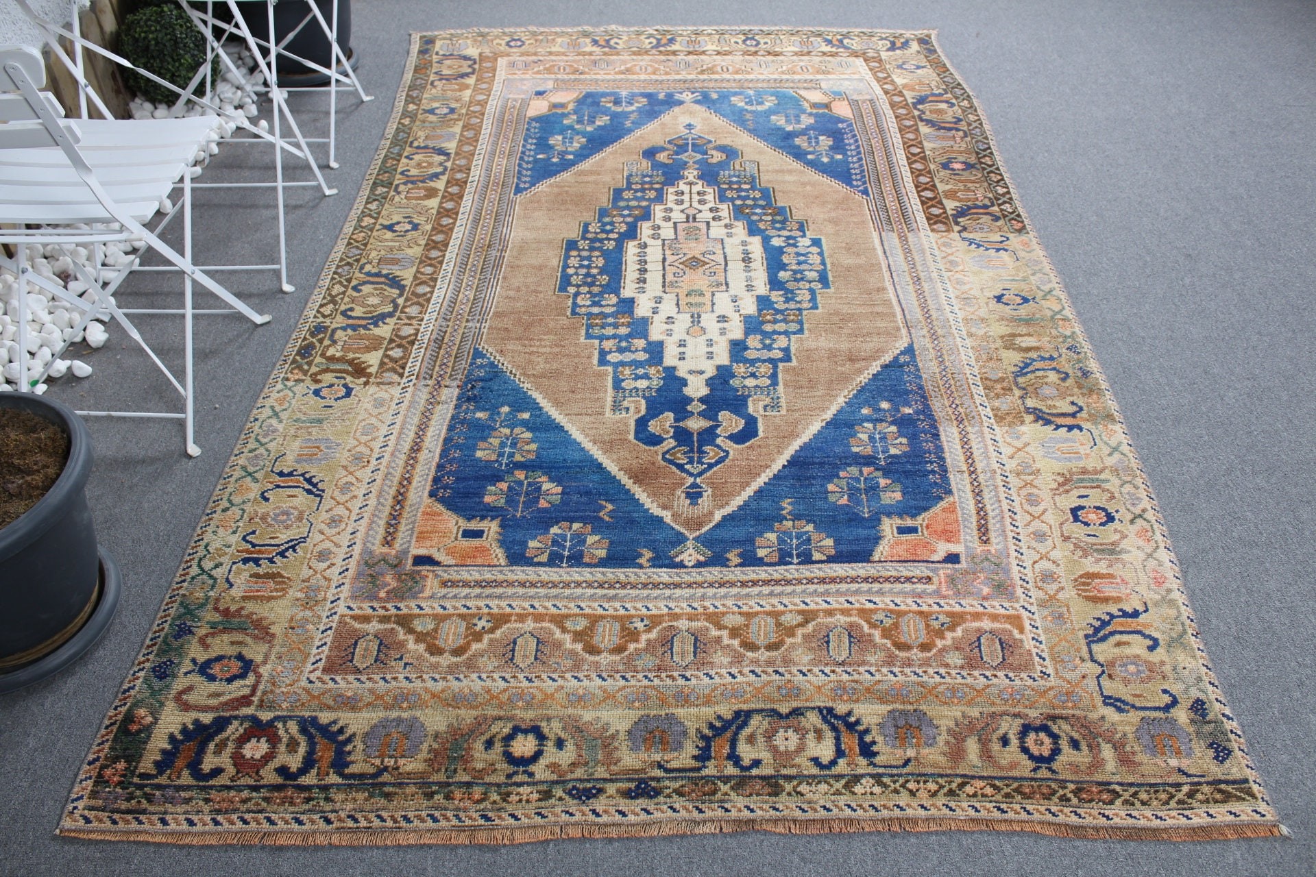 Fas Halısı, 5.5x9.3 ft Büyük Halı, Vintage Halı, Salon Halıları, Yatak Odası Halısı, Kahverengi Oushak Halıları, Yatak Odası Halıları, Türk Halısı