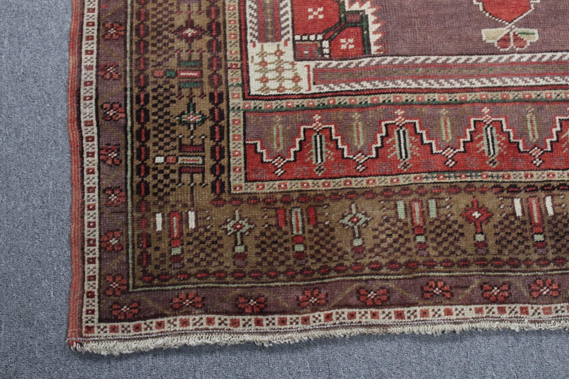 Oushak Halısı, Fas Halıları, Kırmızı Yer Halıları, Yemek Odası Halısı, 4x6,2 ft Alan Halıları, Vintage Halı, Oturma Odası Halısı, Dekoratif Halı, Türk Halıları