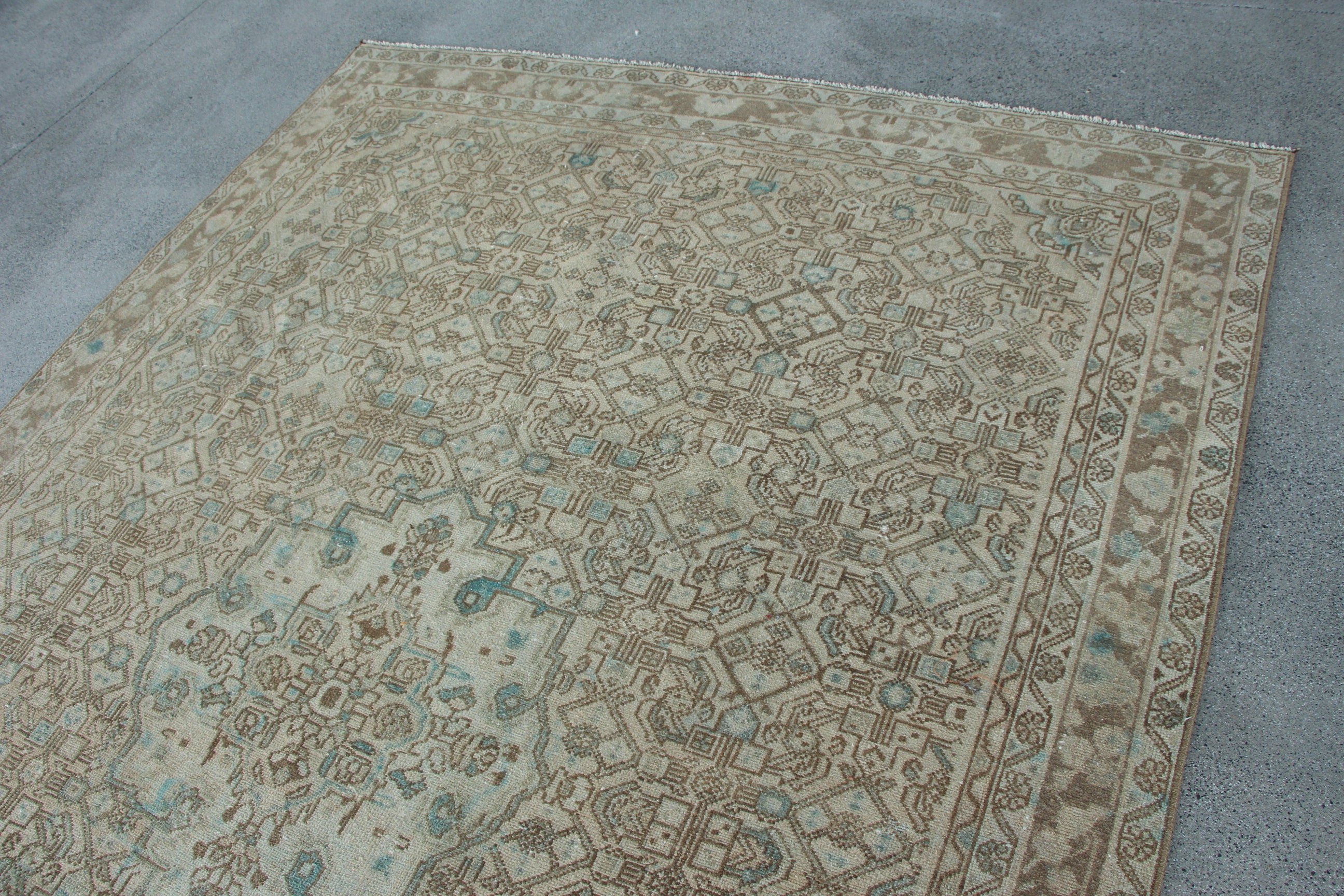 Açıklama Halıları, Oturma Odası Halıları, Nötr Halı, Türk Halıları, 6,7x9,3 ft Büyük Halılar, Bej Yer Halıları, Büyük Oushak Halıları, Vintage Halı