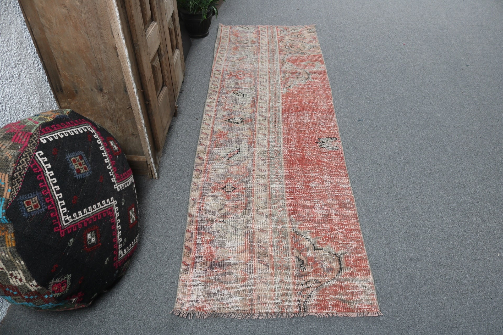 Boho Rug, Turkish Rug, 2.3x7.2 ft Runner Rug, Rugs for Long Runner, Vintage Rug, Long Runner Rug, Cool Rug, Home Decor Rugs, Red Modern Rug