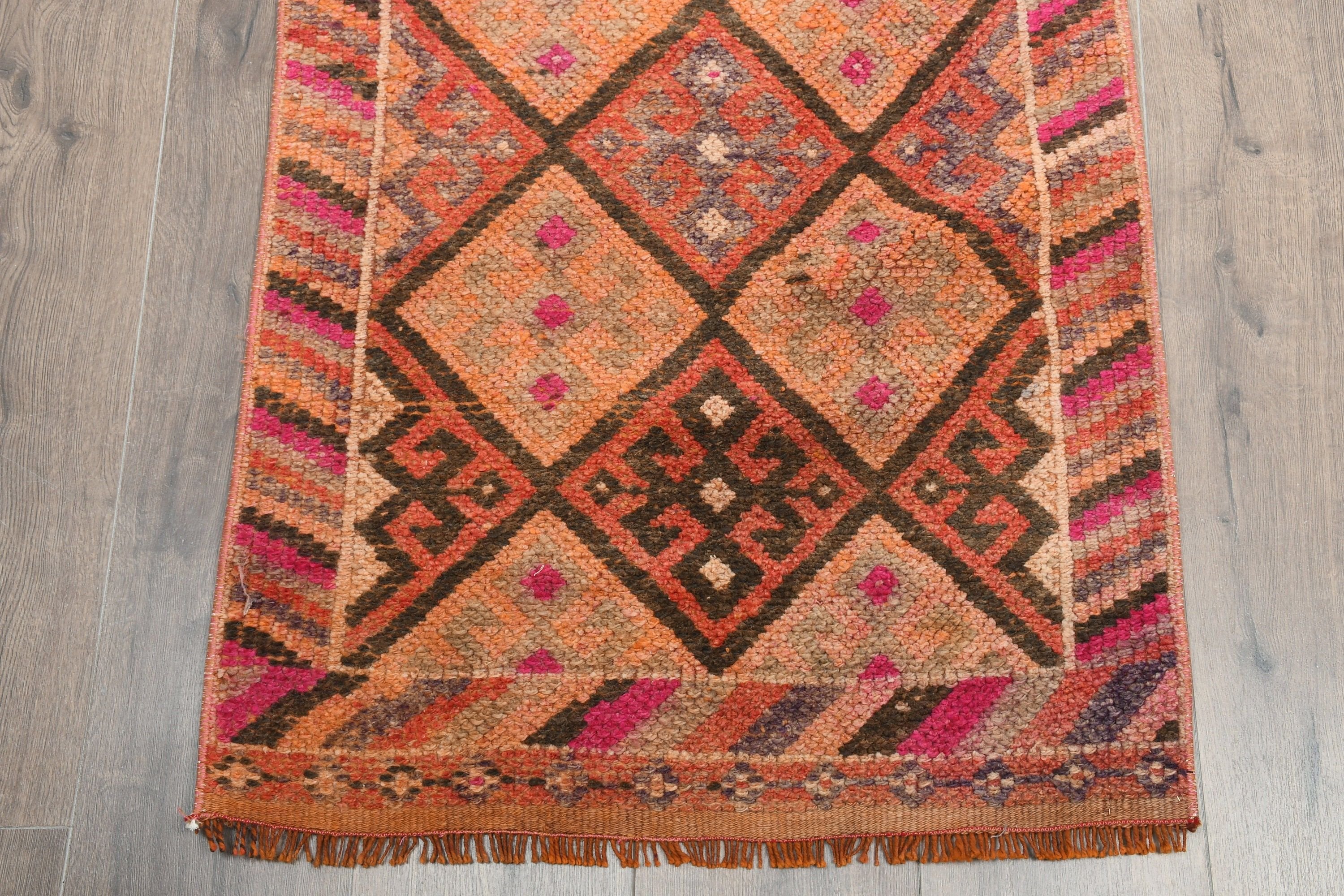 Anatolian Rug, Stair Rug, Vintage Rugs, Turkish Rug, Corridor Rug, Pink Oriental Rug, Eclectic Rugs, Oriental Rug, 2.3x13.1 ft Runner Rugs