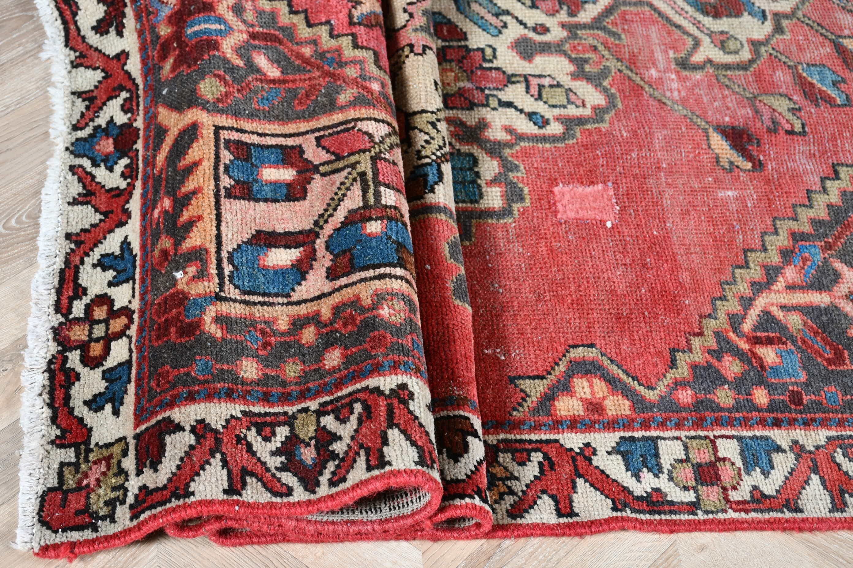 Turkish Rugs, Red Kitchen Rug, Rugs for Area, Dining Room Rug, Moroccan Rug, Antique Rug, Vintage Rug, Pale Rug, 4.1x6.4 ft Area Rugs