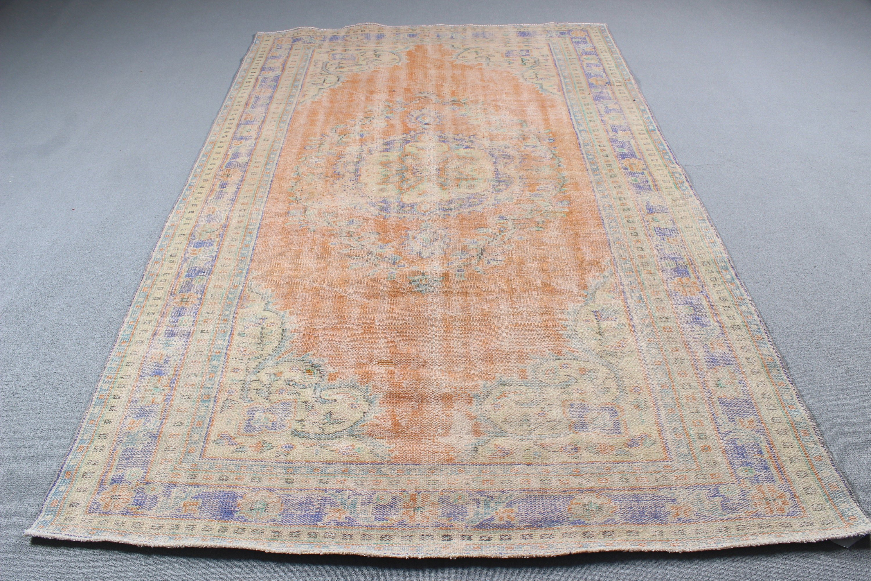 Orange Boho Rug, Vintage Rugs, Large Vintage Rug, Living Room Rug, Bedroom Rug, 5.5x8.8 ft Large Rugs, Luxury Rugs, Floor Rug, Turkish Rugs