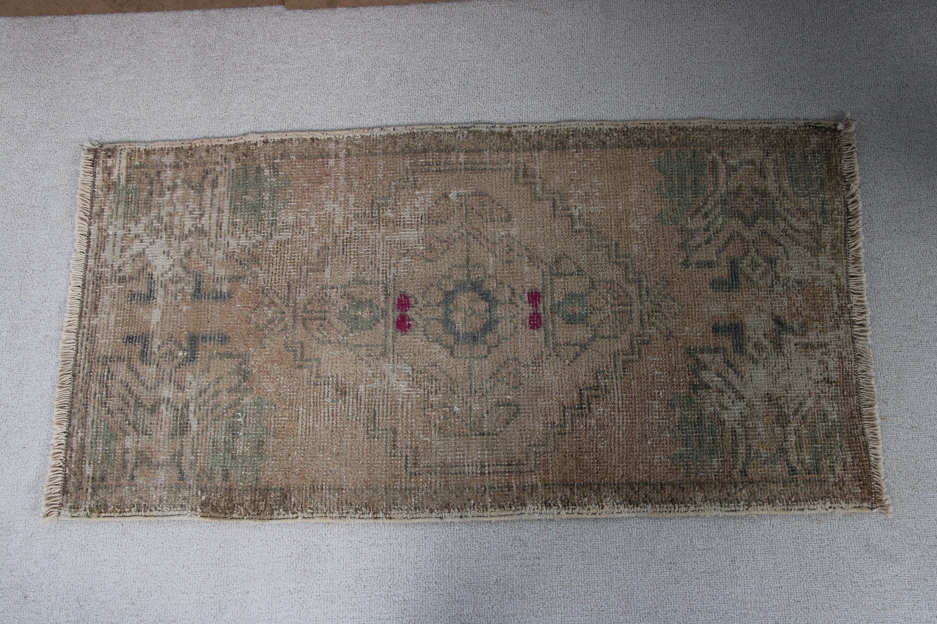 Antika Kilimler, Bej Oryantal Halılar, Araba Paspas Halıları, Vintage Halılar, 1.6x3.1 ft Küçük Halı, Türk Halıları, Küçük Vintage Halı