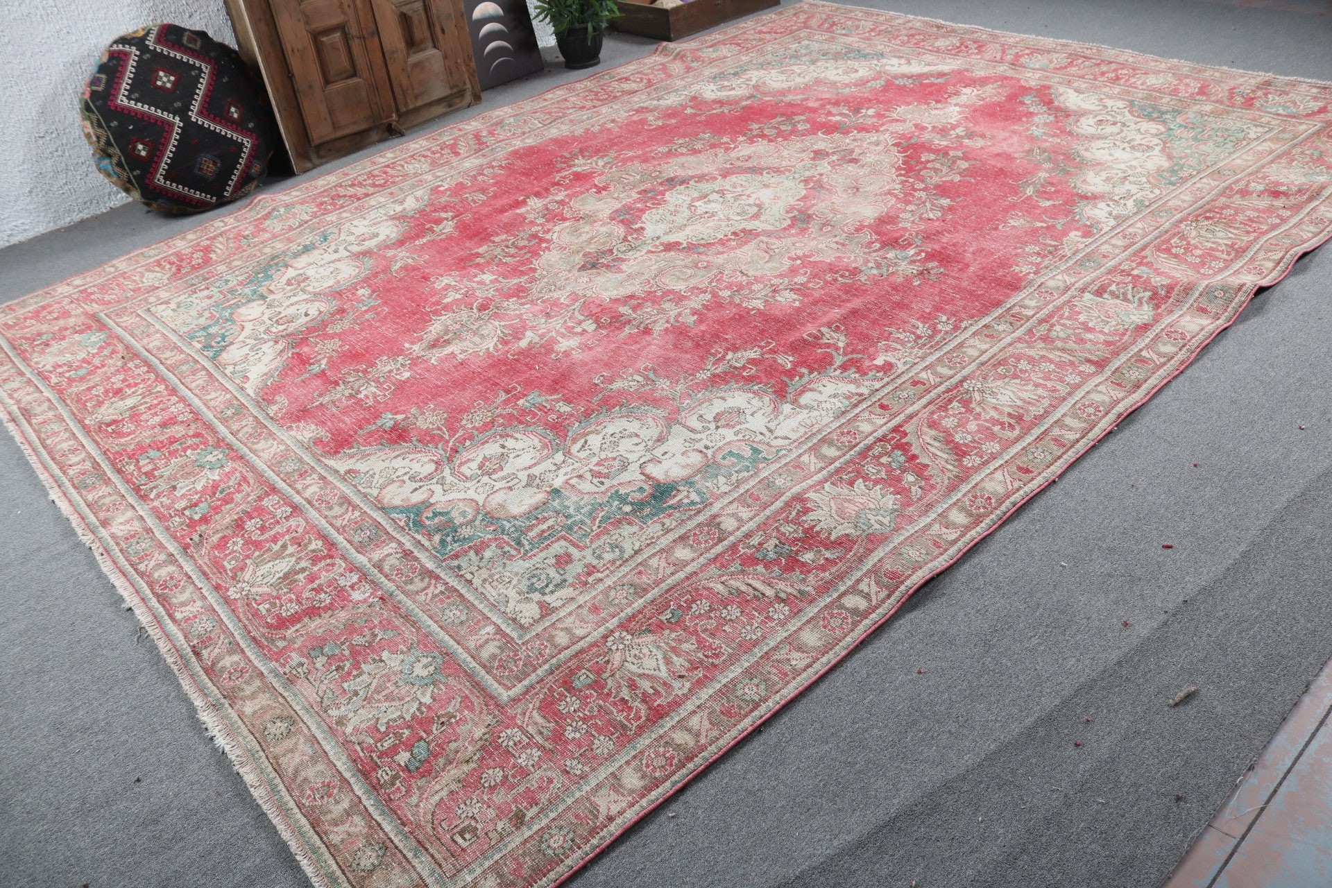 Handwoven Rug, Red Bedroom Rug, Turkish Rug, 9.4x13.2 ft Oversize Rugs, Salon Rug, Saloon Rug, Vintage Decor Rug, Boho Rugs, Vintage Rugs