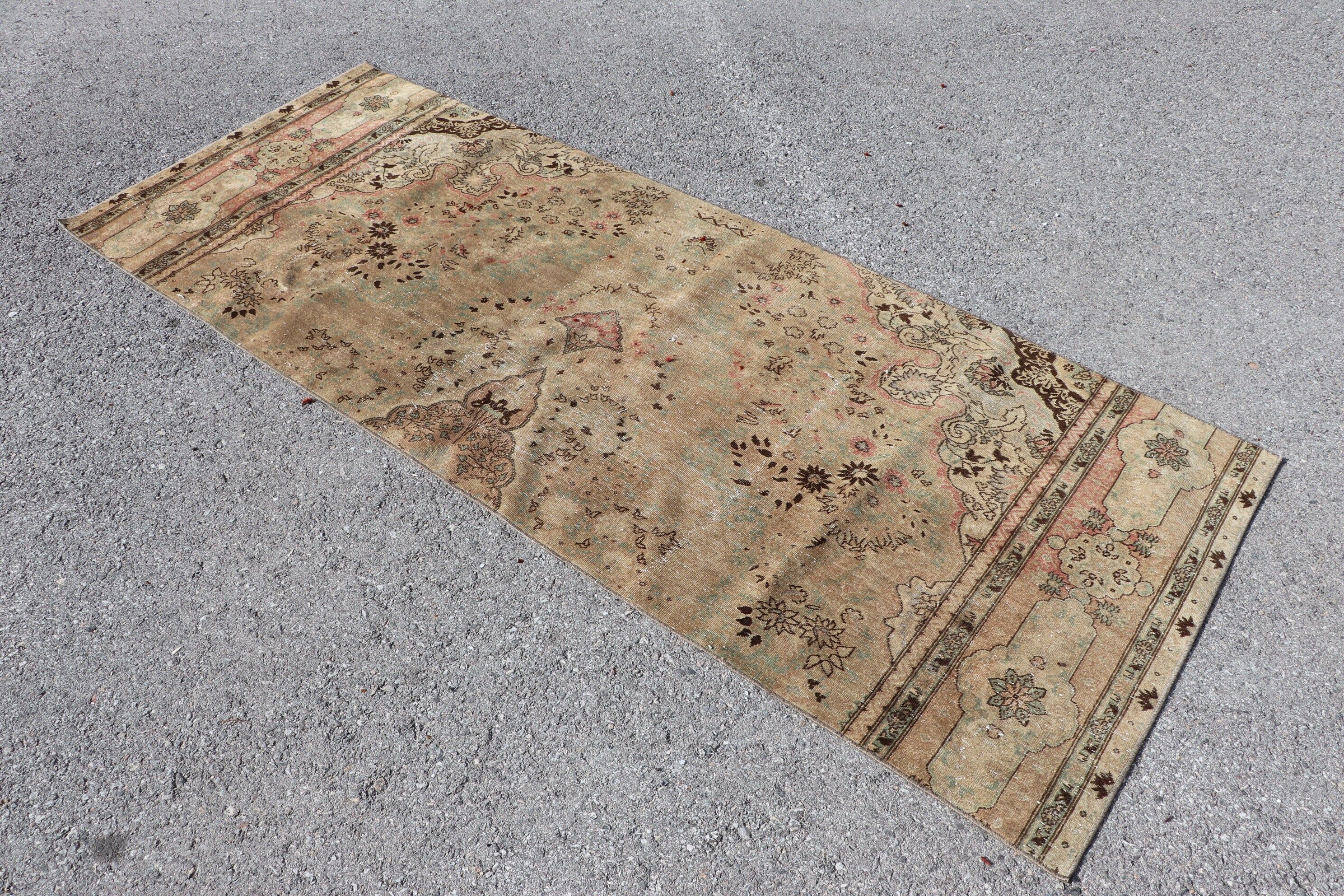 Stair Rug, Beige Oushak Rug, Cool Rug, Rugs for Kitchen, Vintage Rugs, Floor Rugs, Turkish Rug, Hallway Rug, 3.3x8.5 ft Runner Rug, Old Rug