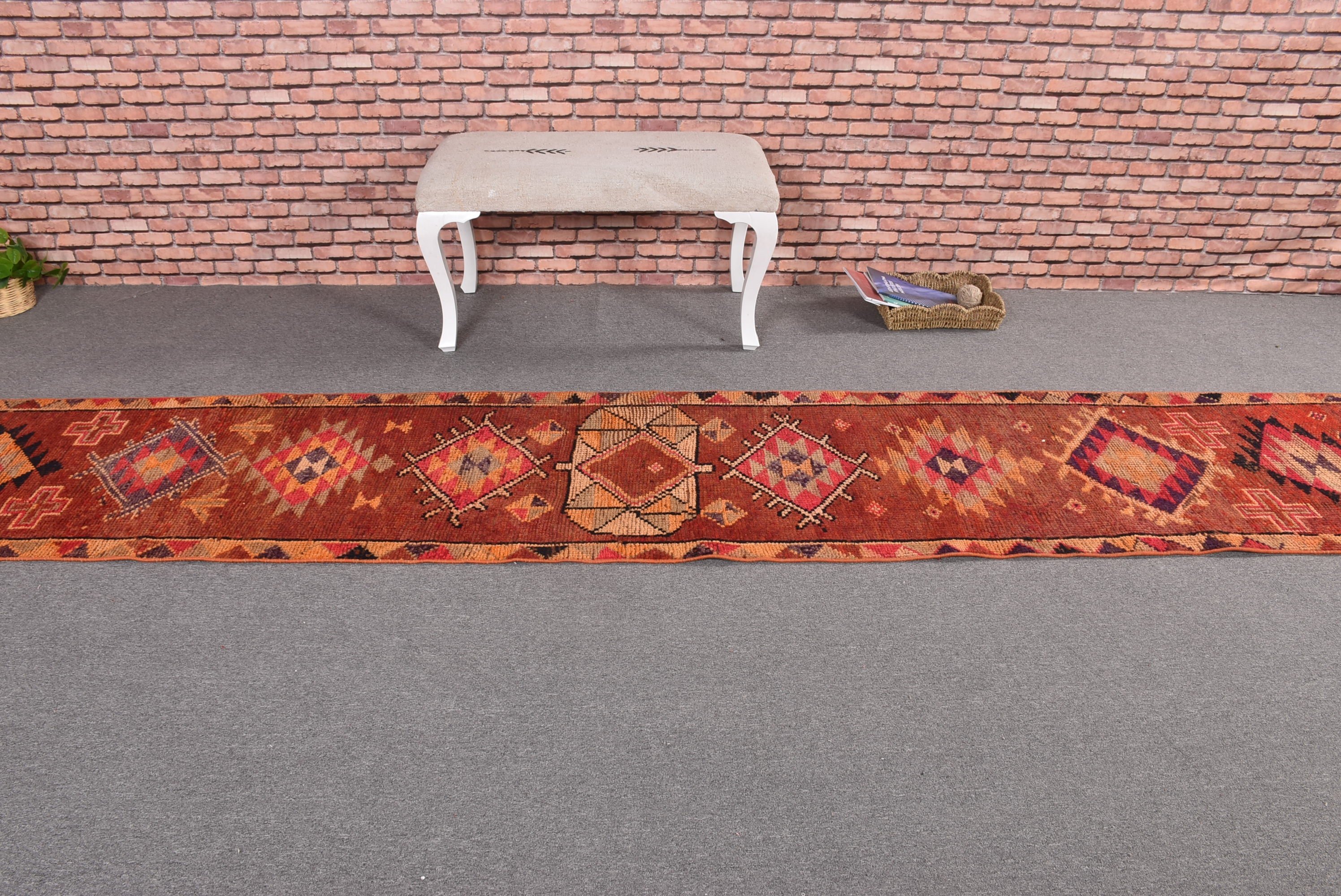 Stair Rugs, Kitchen Rug, Home Decor Rug, Vintage Rugs, Bronze Home Decor Rug, Turkish Rug, Floor Rug, Bedroom Rugs, 2.4x13.4 ft Runner Rugs