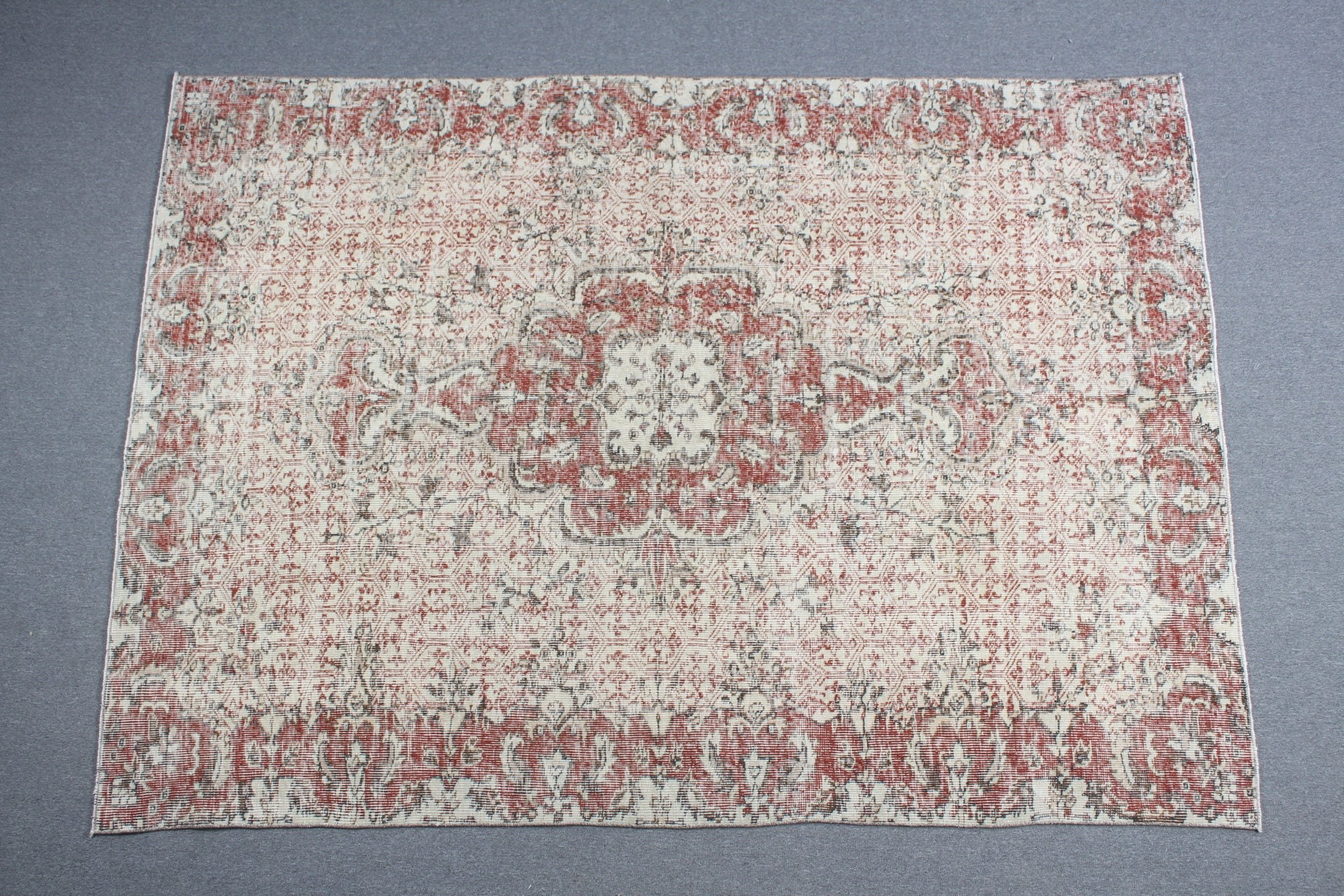 6.1x8.5 ft Büyük Halı, Bej Oushak Halı, Yatak Odası Halısı, Türk Halıları, Yer Halısı, Vintage Halı, Yatak Odası Halıları, Salon Halısı, Anadolu Halısı