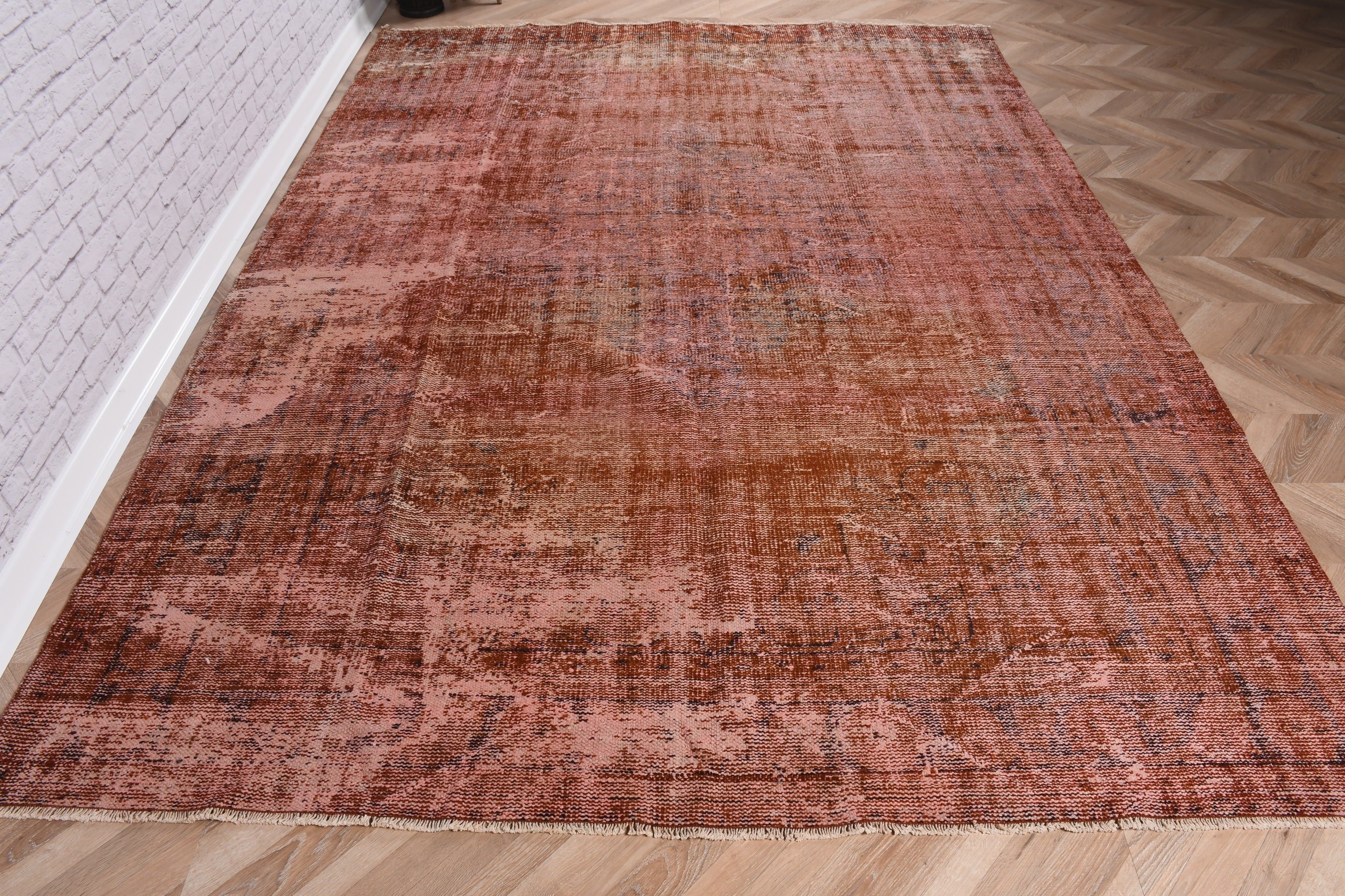 6.7x9.4 ft Large Rugs, Salon Rug, Flatweave Rug, Living Room Rug, Turkish Rugs, Outdoor Rug, Moroccan Rug, Orange Oushak Rugs, Vintage Rugs