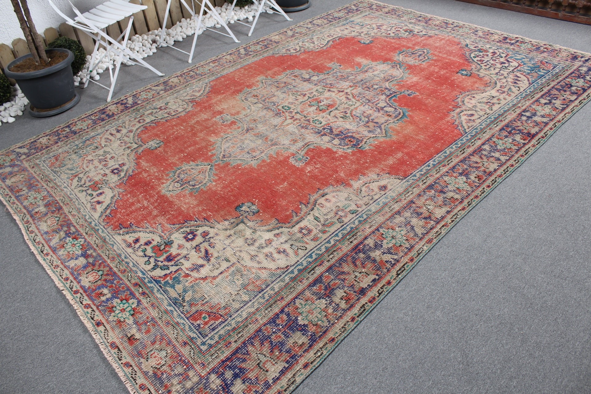 Living Room Rugs, Turkish Rug, Floor Rug, Moroccan Rug, Rugs for Saloon, Saloon Rug, Vintage Rug, Red Oushak Rug, 7.3x10.4 ft Oversize Rug