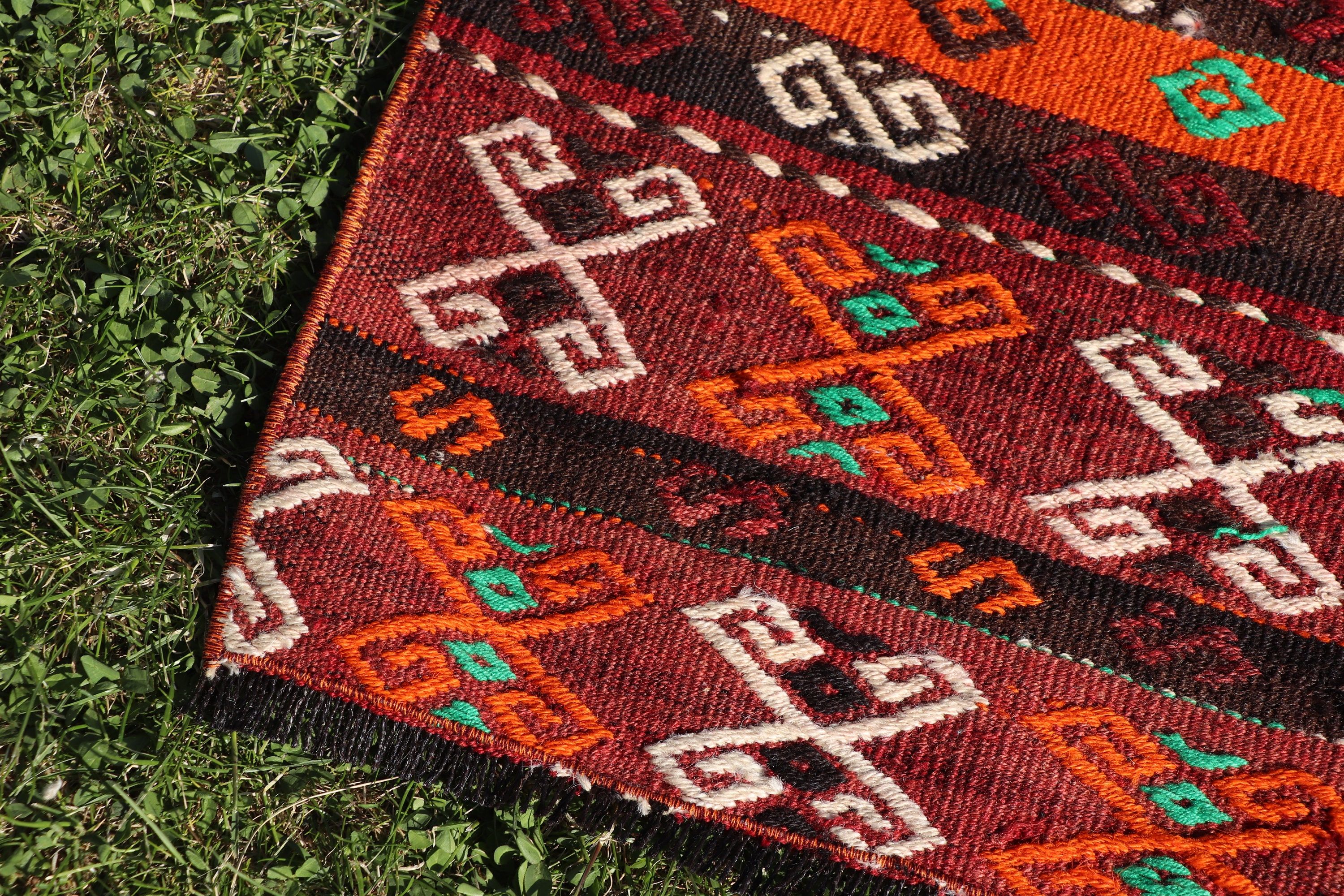 Kilim, Türk Halısı, Vintage Yolluk Halısı, 2.1x6.3 ft Koşucu Halısı, Koridor Halısı, Turuncu Boho Halısı, Lüks Halılar, Yün Halısı, Vintage Halı