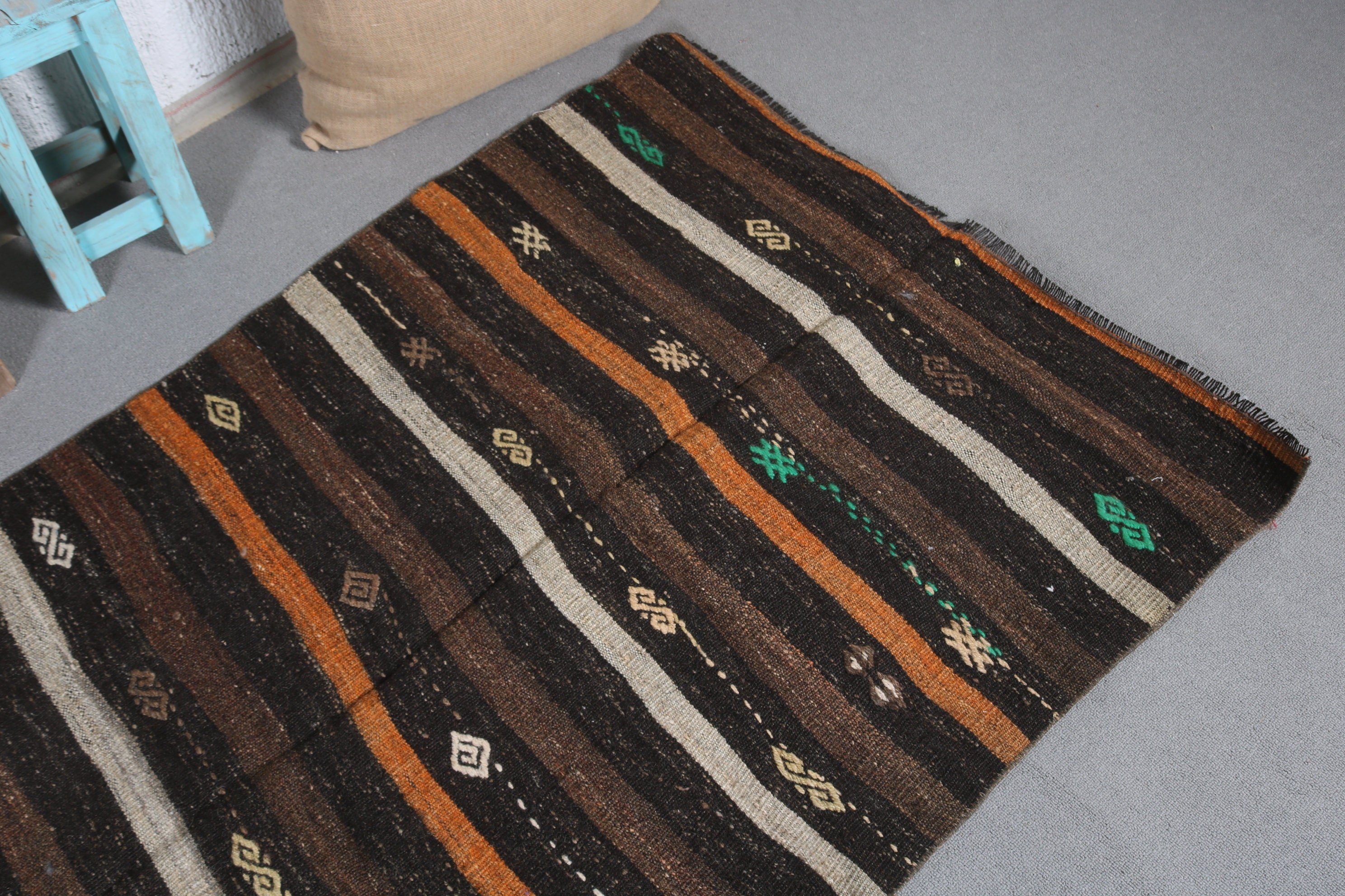 Kahverengi Yatak Odası Halısı, Çocuk Halıları, Türk Halıları, Kilim, Giriş Halıları, 3,1x7,7 ft Accent Halı, Anadolu Halısı, Vintage Halı, Oushak Halısı