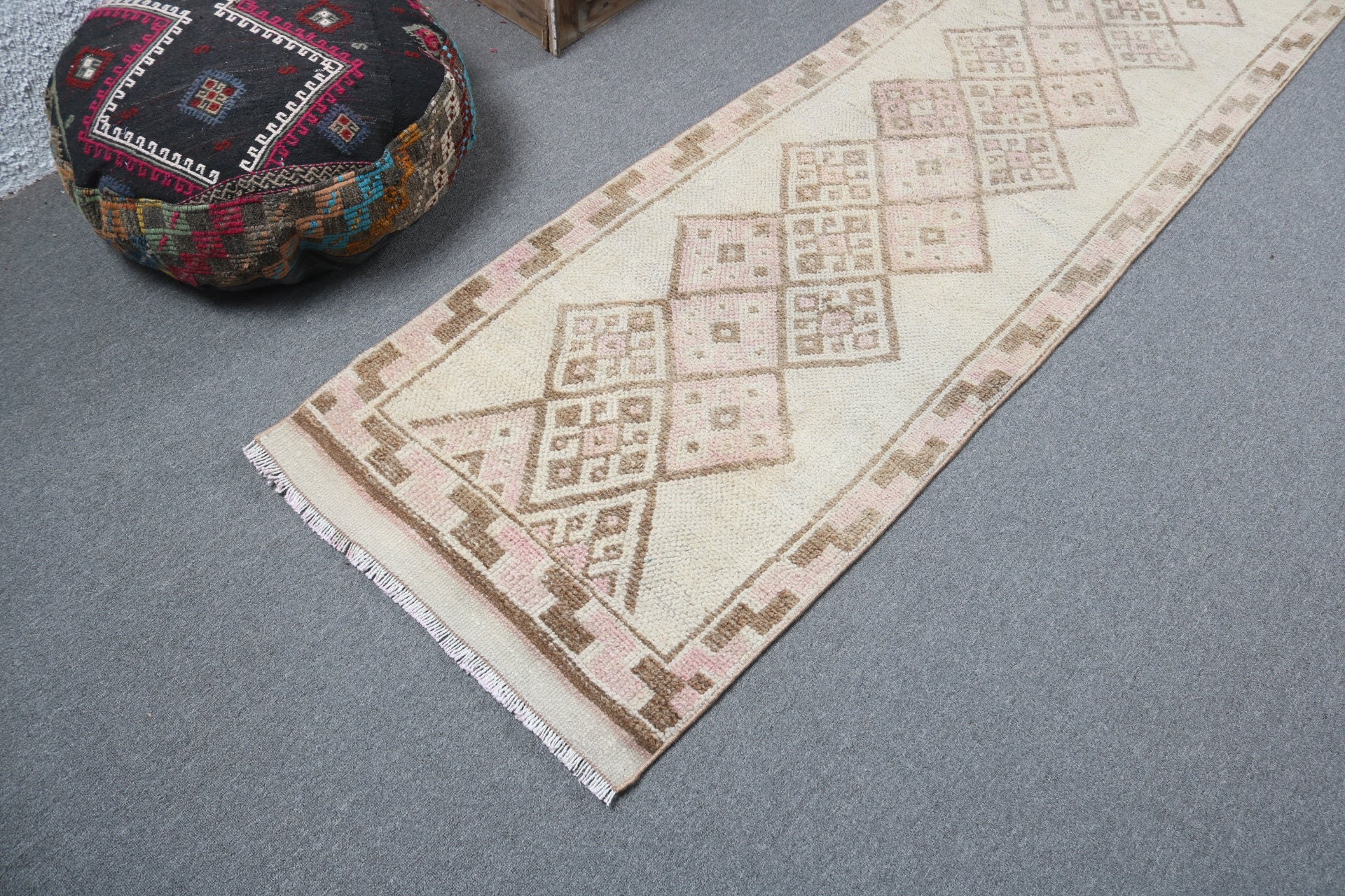 Beni Ourain Runner Rug, Hallway Rugs, 2.4x10.9 ft Runner Rugs, Handwoven Rug, Turkish Rugs, Beige Antique Rugs, Vintage Rugs, Statement Rug