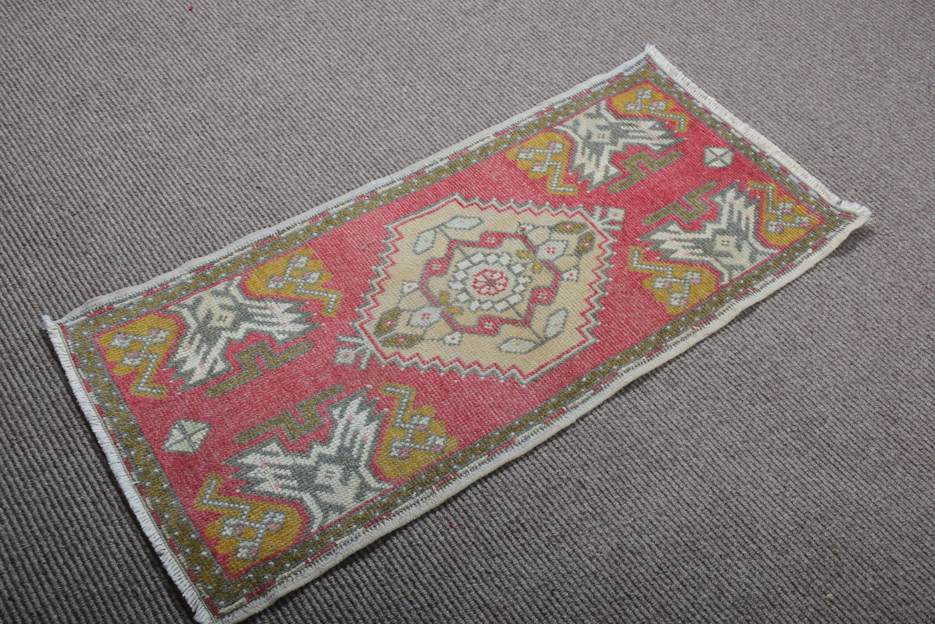 Vintage Halılar, 1.7x3.6 ft Küçük Halılar, Kırmızı Mutfak Halıları, Sevimli Banyo Paspas Halıları, Araba Paspas Halıları, Havalı Halılar, Yatak Odası Halısı, Türk Halısı, Boho Halıları