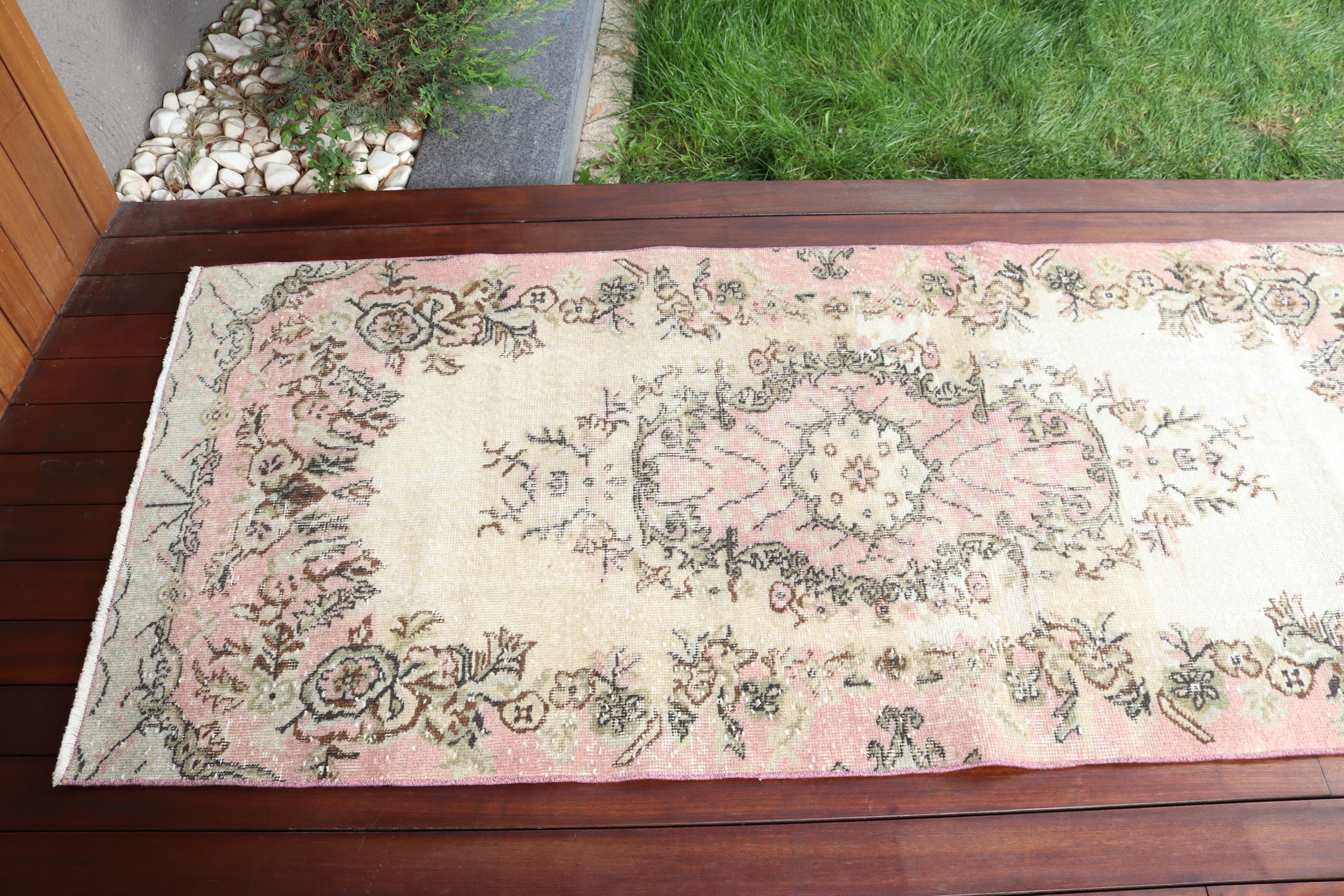 Turkish Rugs, Oushak Rug, Rugs for Accent, Kitchen Rug, Beige Neutral Rugs, 2.9x7.2 ft Accent Rugs, Floor Rugs, Vintage Rug, Bedroom Rug