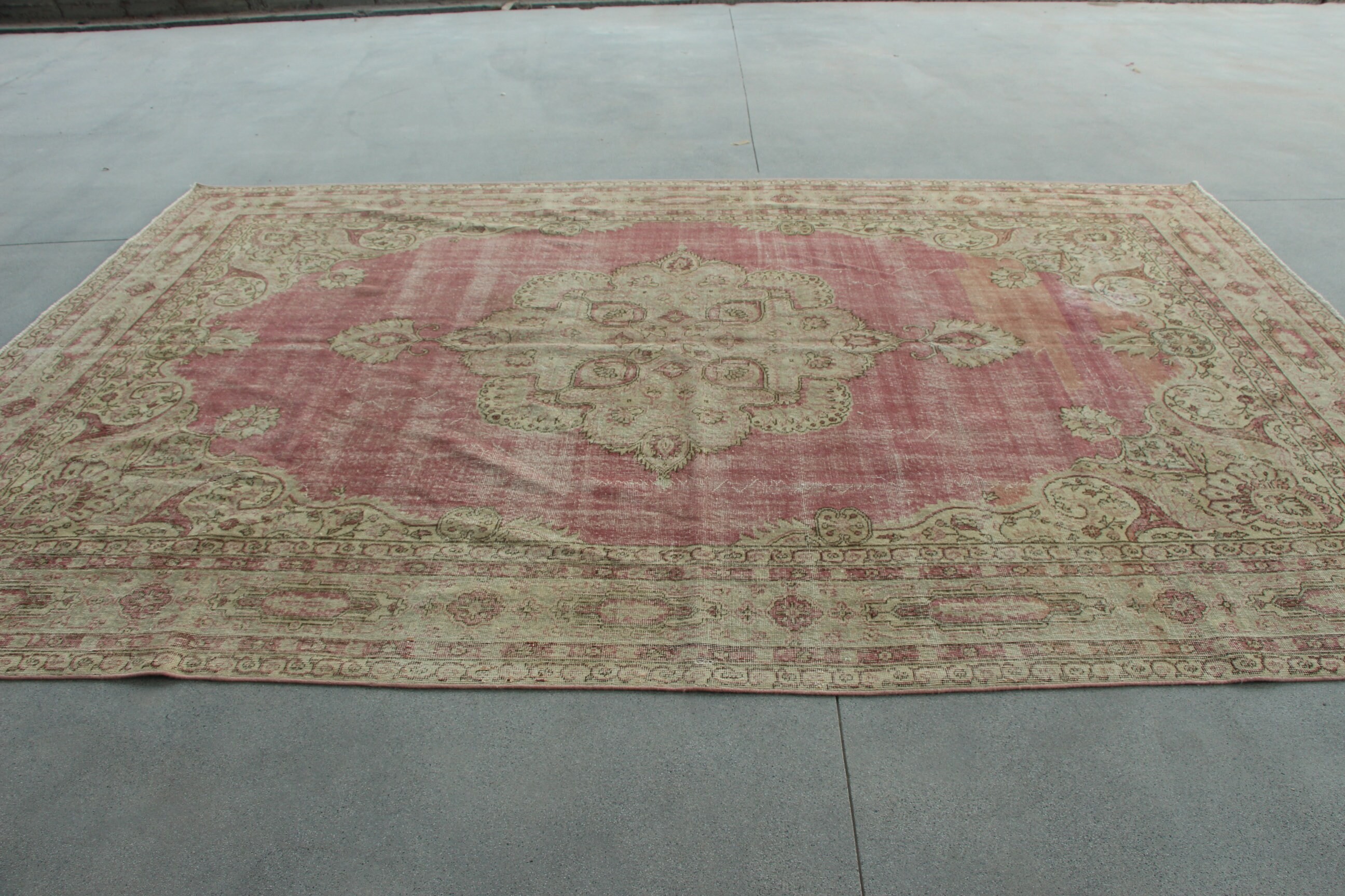 Vintage Rug, Living Room Rug, Turkish Rug, Beige Moroccan Rugs, Wool Rug, 8.1x12.1 ft Oversize Rug, Bedroom Rugs, Old Rug, Dining Room Rug