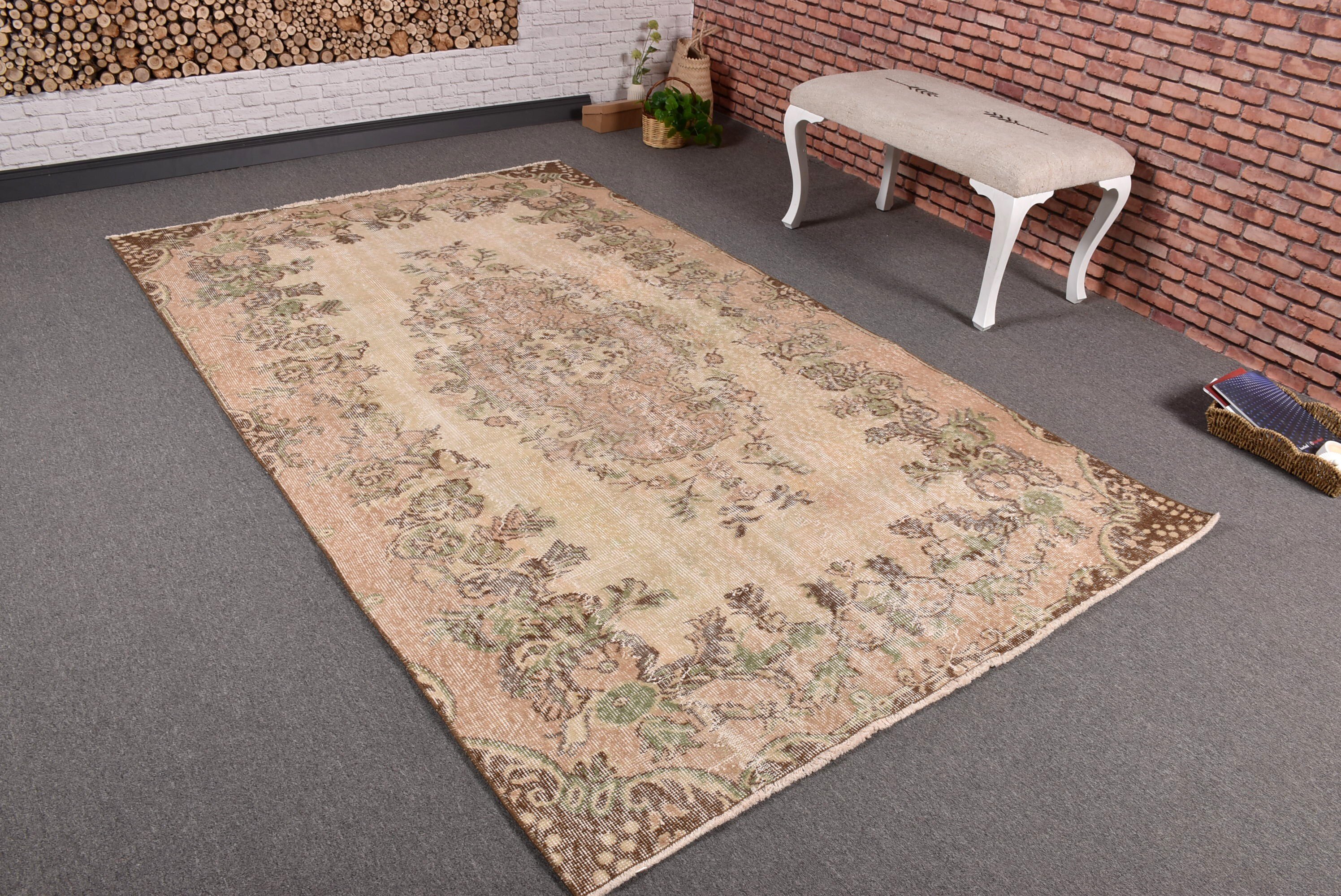 5.1x8.4 ft Large Rugs, Flatweave Rug, Beige Oushak Rugs, Moroccan Rugs, Vintage Rug, Large Vintage Rug, Turkish Rugs, Large Oushak Rugs