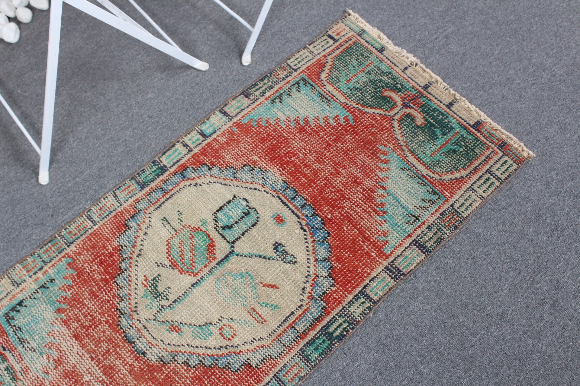 Rugs for Nursery, Bedroom Rug, Car Mat Rug, Turkish Rug, Kitchen Rug, Vintage Rug, 1.9x4.2 ft Small Rug, Red Oushak Rug, Vintage Decor Rug