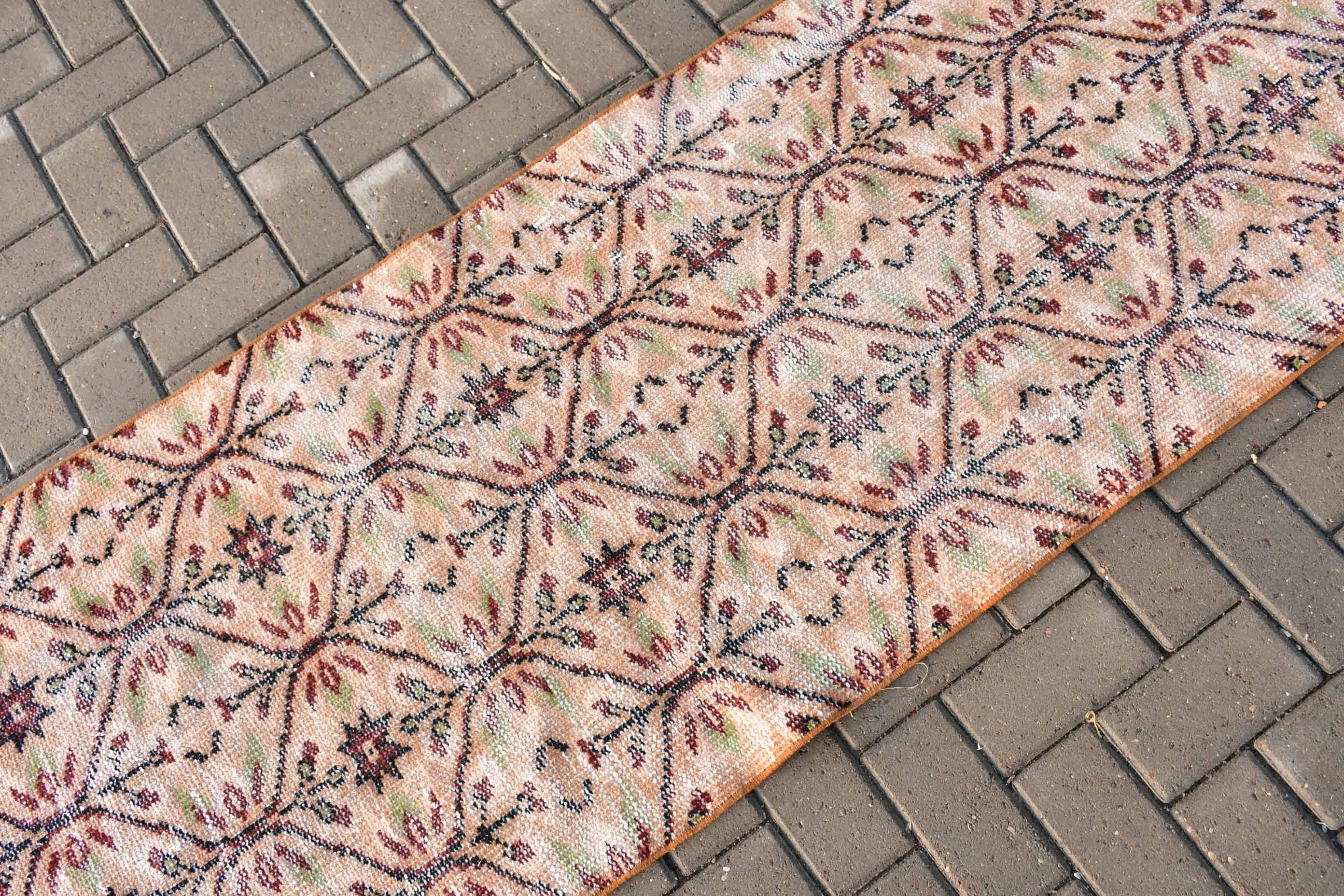 Corridor Rugs, Turkish Rugs, Handmade Rug, Vintage Rug, Bedroom Rug, Brown Home Decor Rug, Stair Rug, 2.4x11.5 ft Runner Rugs