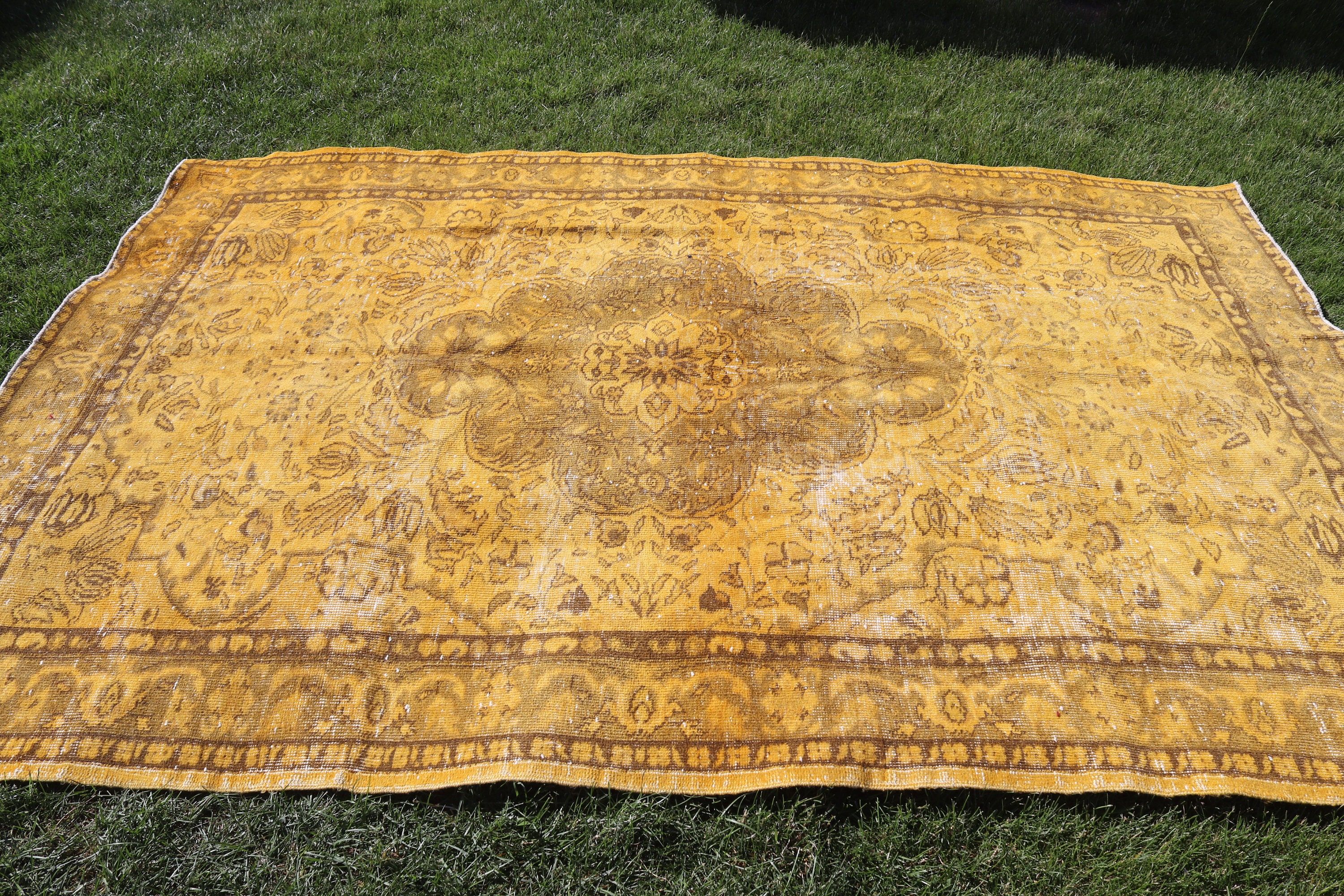 Ofis Halısı, 5.7x8.5 ft Büyük Halı, Büyük Vintage Halı, Vintage Halı, Yatak Odası Halısı, Lüks Halılar, Türk Halıları, El Dokuma Halı, Sarı Yer Halıları