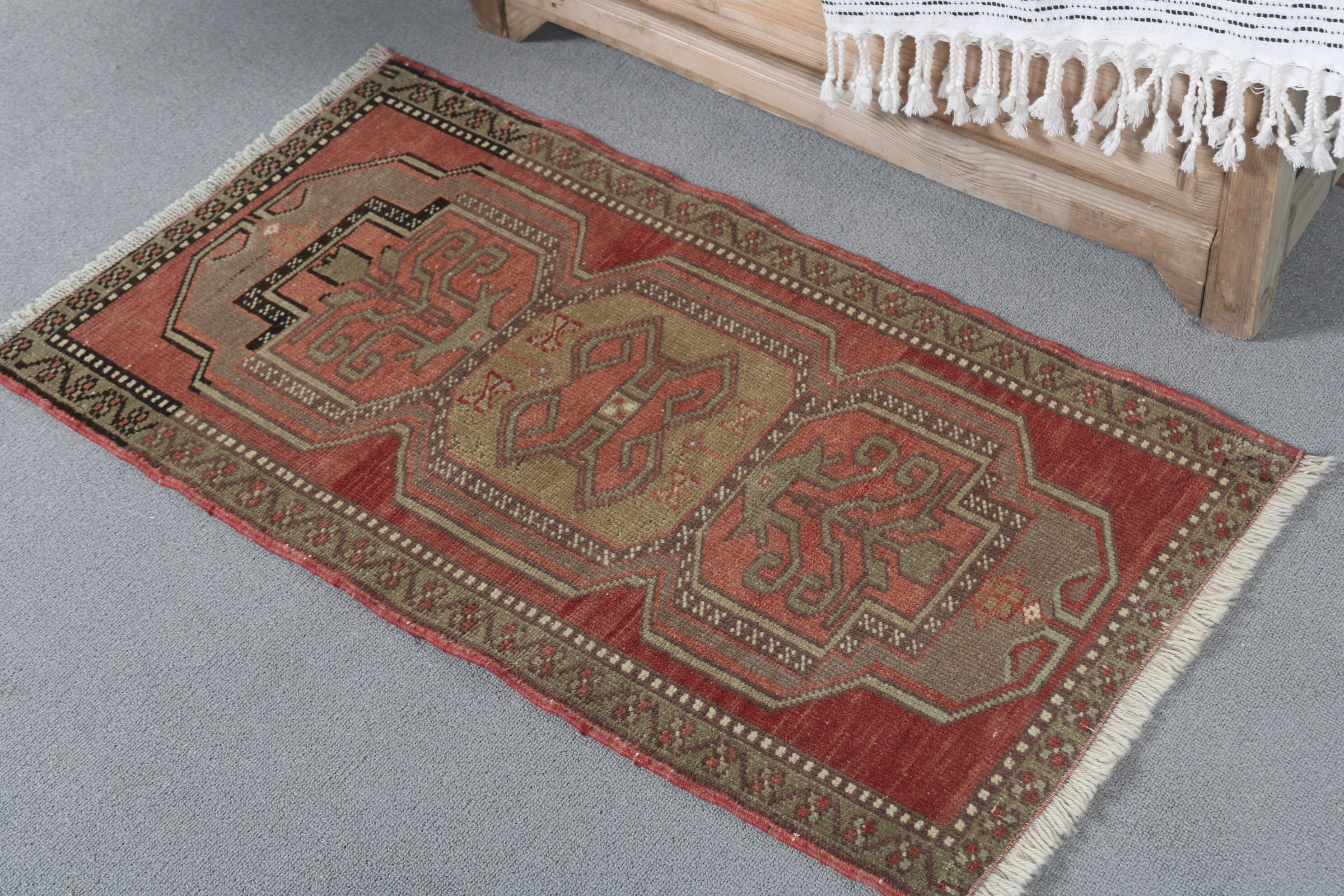 Vintage Rug, Brown Wool Rug, Kitchen Rug, Turkish Rugs, Bath Mat Boho Rug, 1.6x3 ft Small Rugs, Anatolian Rug, Bedroom Rugs, Home Decor Rug