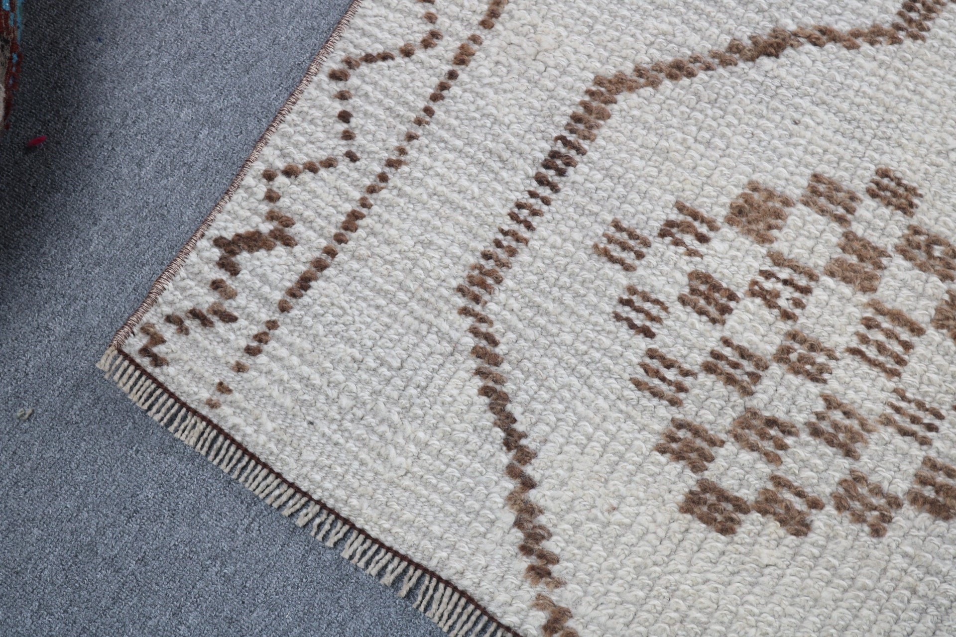 Beige Handwoven Rug, Turkish Rug, Vintage Rugs, Neutral Rugs, Kitchen Rugs, Vintage Runner Rug, 2.7x7.4 ft Runner Rug, Flatweave Rugs