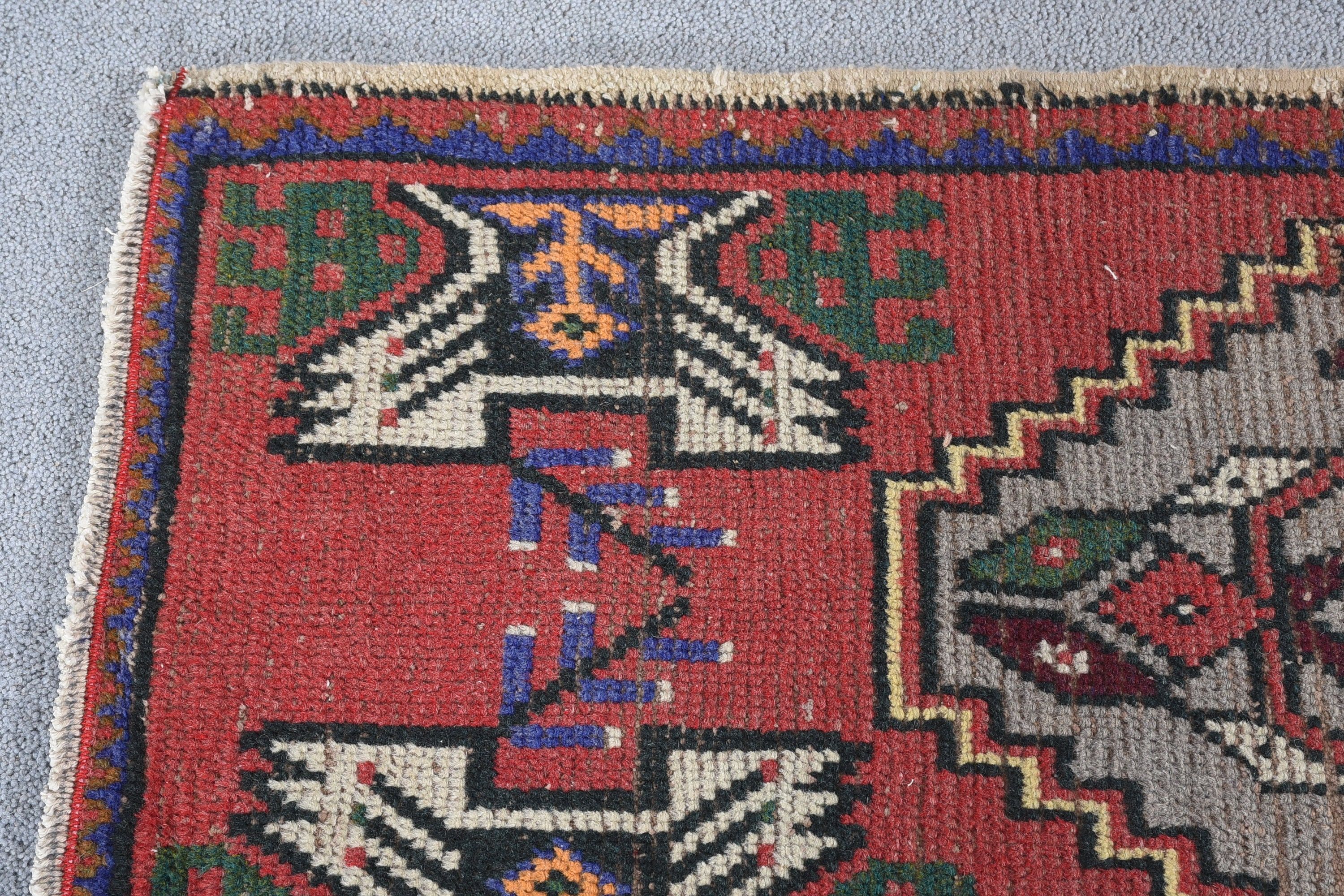 Bath Rug, 1.9x3.3 ft Small Rug, Eclectic Rug, Vintage Rug, Wool Rug, Oushak Rugs, Turkish Rugs, Brown Anatolian Rug, Door Mat Rugs, Old Rug