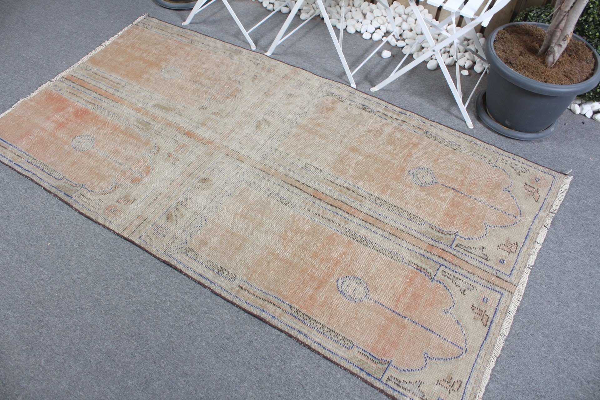 3.4x6.4 ft Accent Rug, Oushak Rug, Vintage Rug, Nursery Rug, Bedroom Rug, Orange Floor Rugs, Oriental Rug, Turkish Rug, Rugs for Nursery