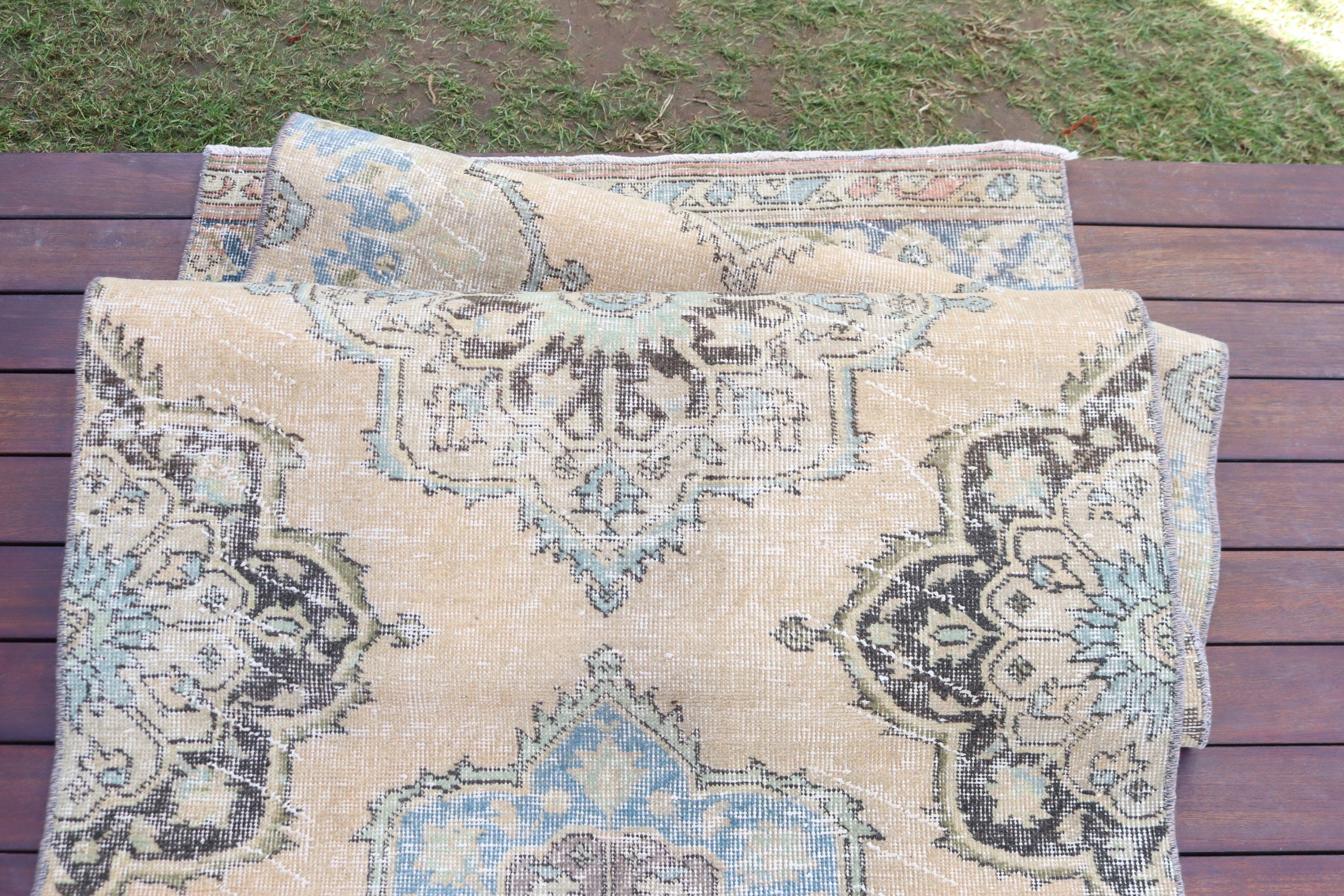 Wool Rugs, Turkish Rugs, 3x12 ft Runner Rugs, Vintage Rugs, Kitchen Rug, Vintage Runner Rugs, Floor Rugs, Beige Boho Rugs, Modern Rugs