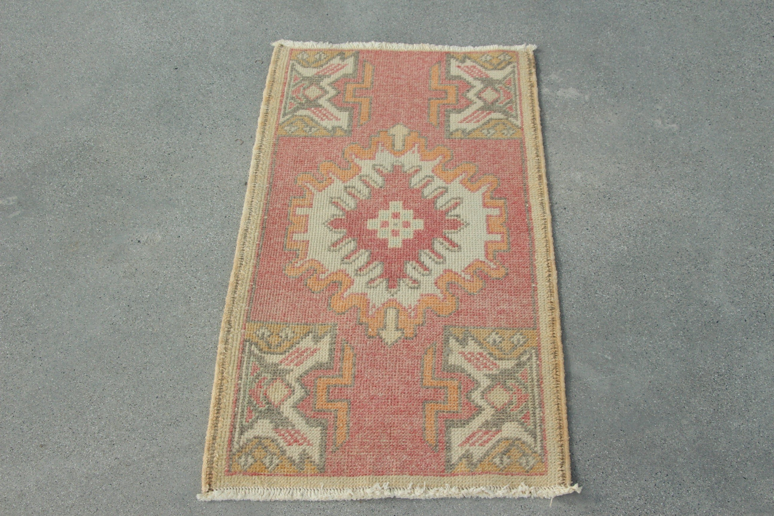 Geometric Rugs, Turkish Rugs, 1.6x2.9 ft Small Rugs, Vintage Rugs, Oushak Rug, Red Modern Rug, Car Mat Rugs, Kitchen Rugs, Floor Rugs