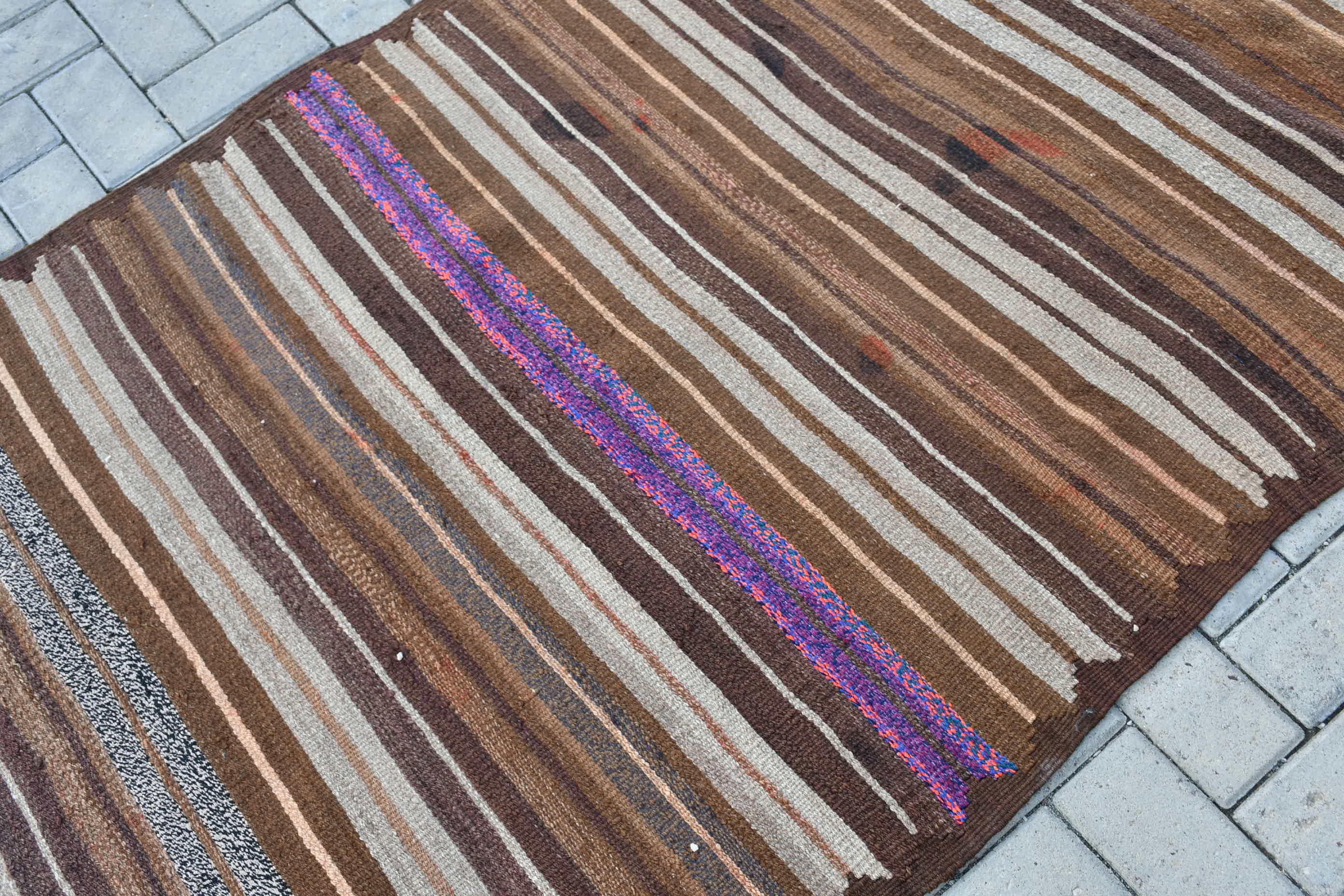 Anadolu Halıları, Oushak Halısı, Kahverengi Yün Halısı, Kilim, Merdiven Halısı, Türk Halısı, Vintage Halı, Sanat Halısı, Koridor Halıları, 3.6x10.8 ft Runner Halıları