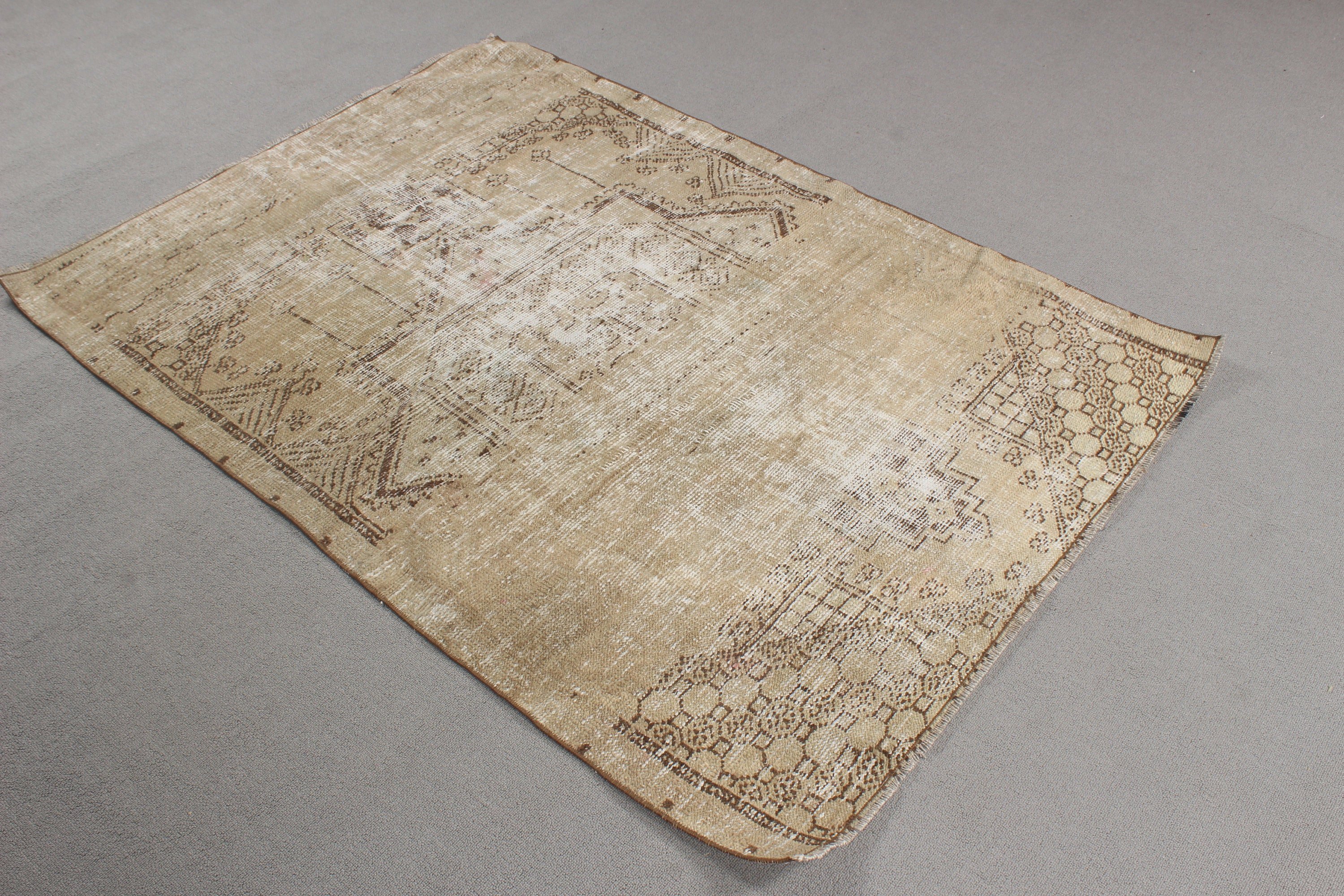 Turkish Rug, Vintage Rug, Floor Rug, Bedroom Rug, Luxury Rugs, Vintage Accent Rug, Beige Floor Rug, Traditional Rug, 3.7x5.2 ft Accent Rugs