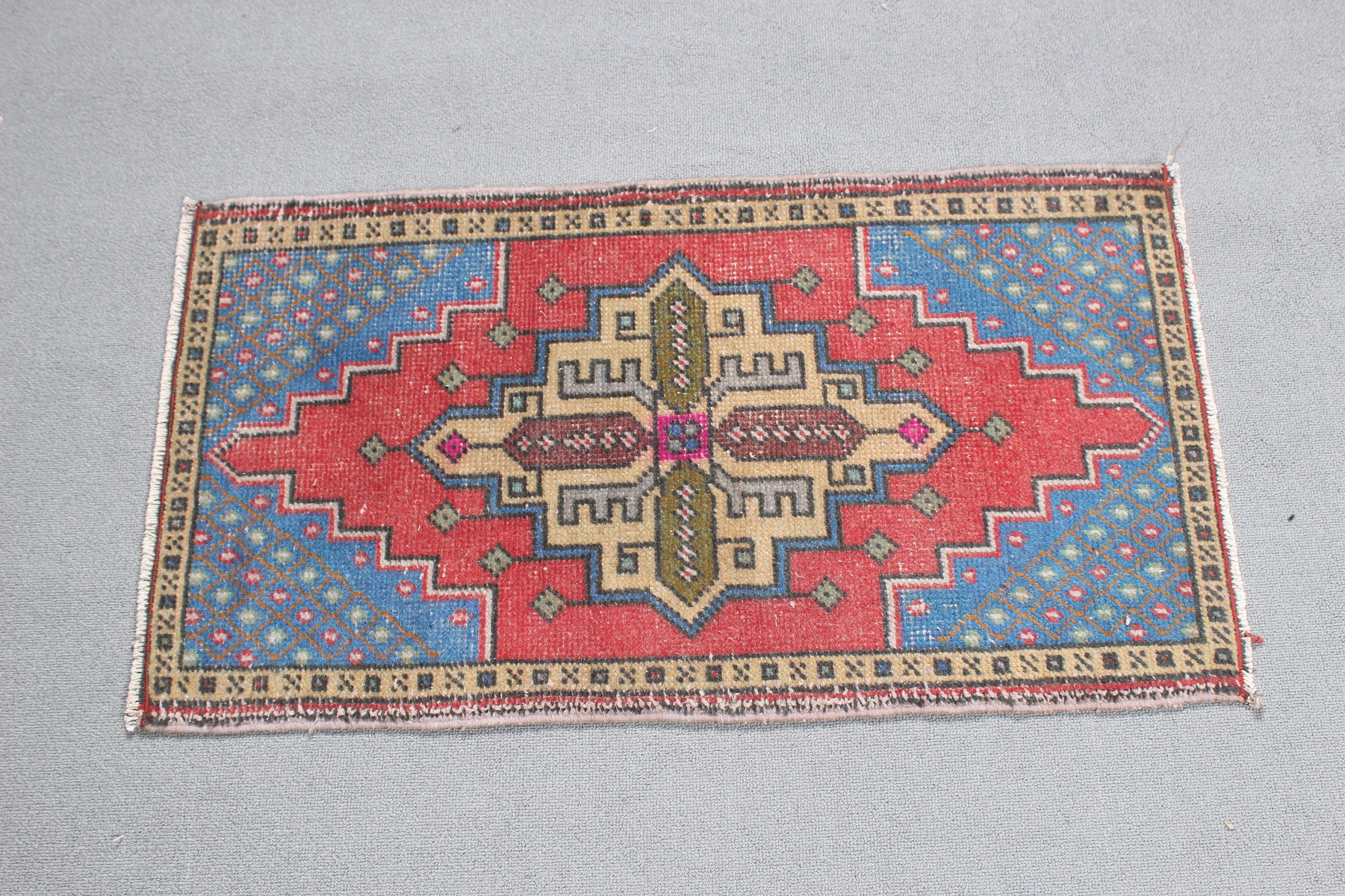 1.5x2.9 ft Küçük Halı, Oryantal Halılar, Küçük Boho Halı, Kırmızı Açıklama Halısı, Türk Halısı, Vintage Halı, Tribal Halılar, Küçük Alan Halısı