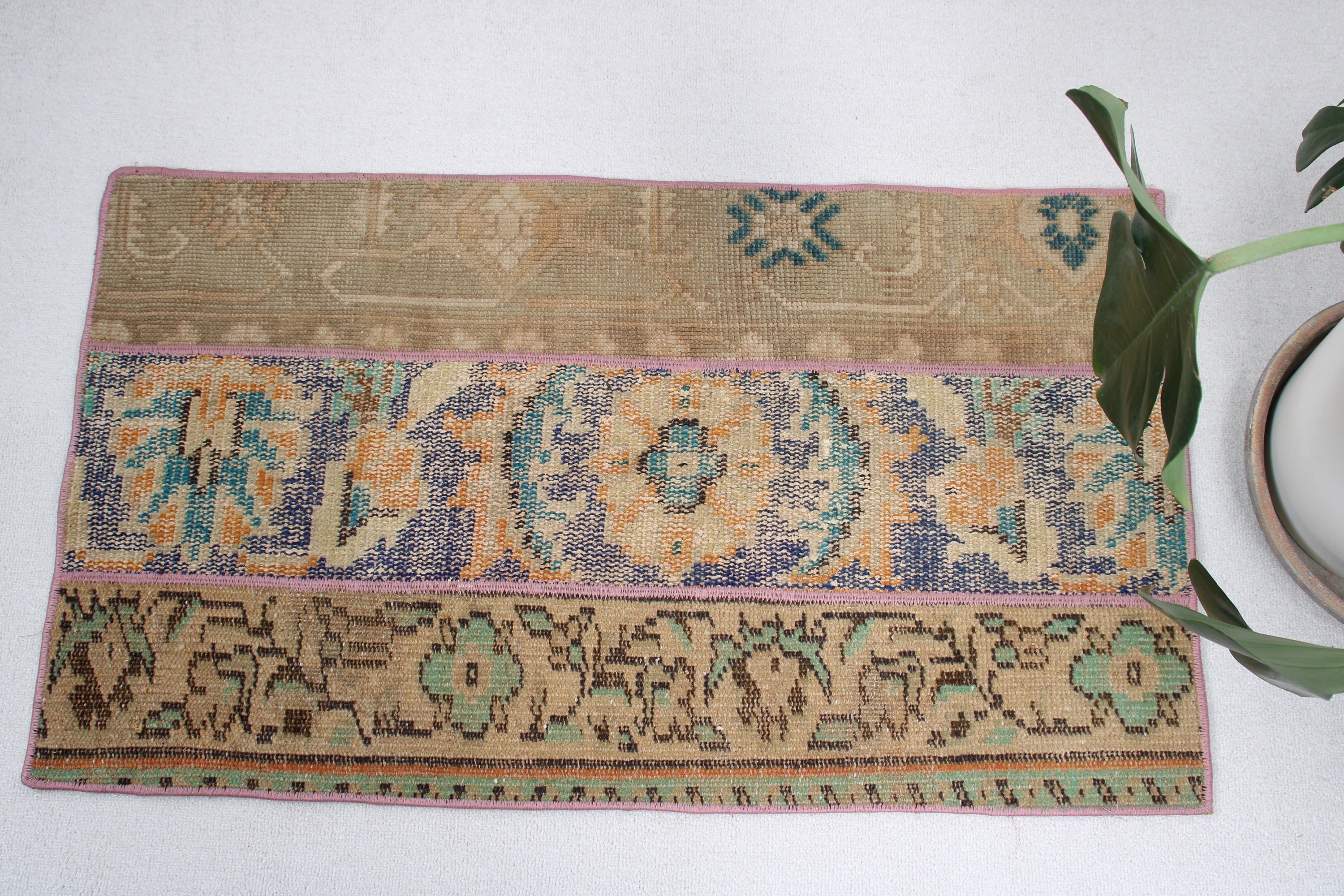 1.9x3.2 ft Küçük Halı, Türk Halısı, Vintage Halı, Duvara Asılı Halı, Kahverengi Geometrik Halılar, Küçük Alan Halısı, Oushak Halıları, El Dokuma Halıları