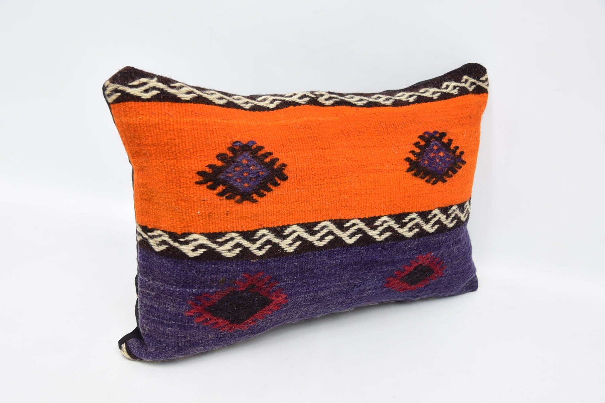 Gift Pillow, Decorative Throw Pillow, Bed Pillow Case, 16"x24" Orange Cushion Case, Kilim Pillow Cover, Handwoven Pillow, Kilim Pillow