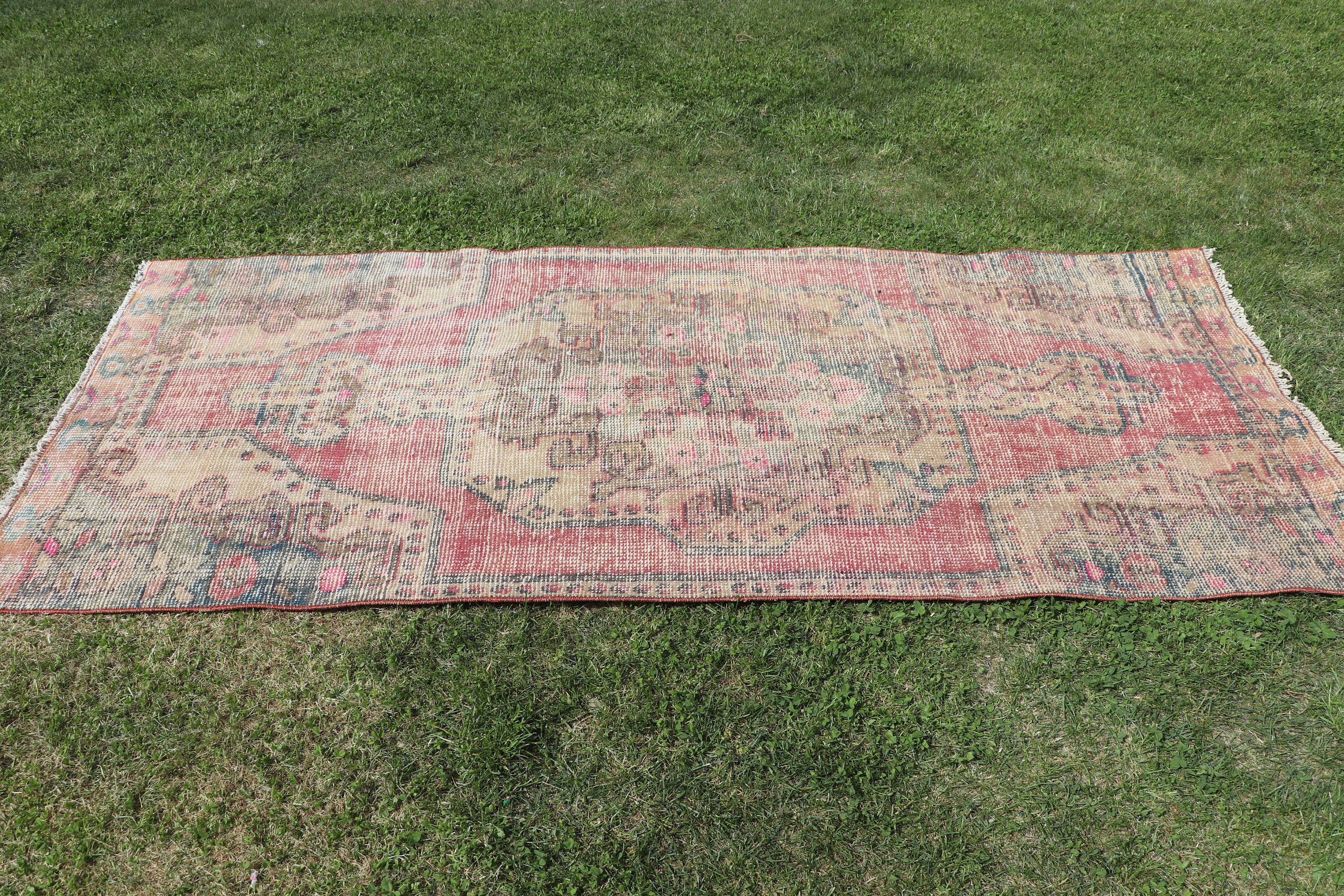 Turkish Rug, Aztec Rugs, Vintage Rugs, Living Room Rug, Boho Rugs, Floor Rugs, Red Moroccan Rugs, 3.3x7.6 ft Area Rug, Dining Room Rug