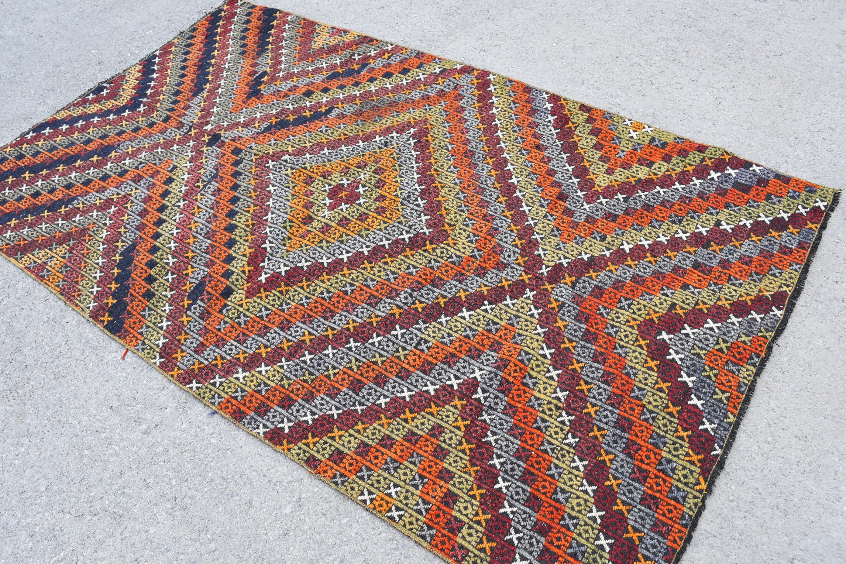 Türk Halıları, Kilim, Fas Halısı, Oturma Odası Halıları, Vintage Halılar, Yeşil 4.5x7.5 ft Alan Halısı, Yer Halıları, Vintage Dekor Halıları