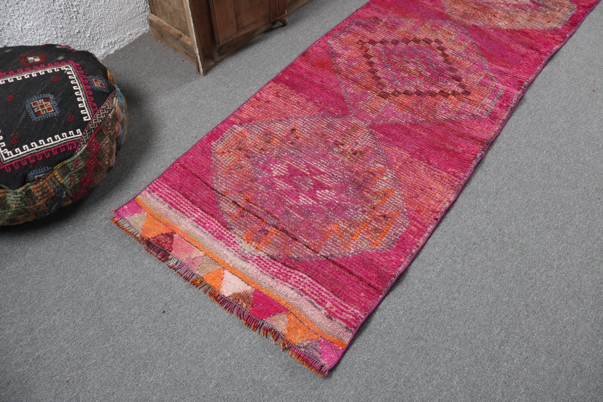 Pink Flatweave Rugs, Rugs for Corridor, Vintage Runner Rugs, Antique Rug, 2.6x8.6 ft Runner Rug, Turkish Rug, Vintage Rugs, Handwoven Rugs