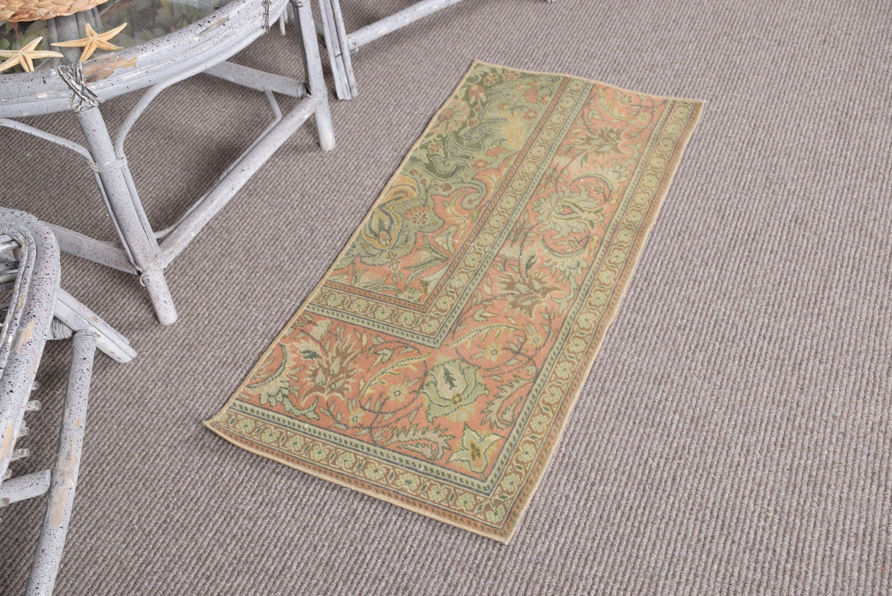 Home Decor Rugs, Pink Home Decor Rugs, Bath Rug, Office Rug, Vintage Rug, 1.5x3.2 ft Small Rug, Antique Rugs, Turkish Rug, Bathroom Rug