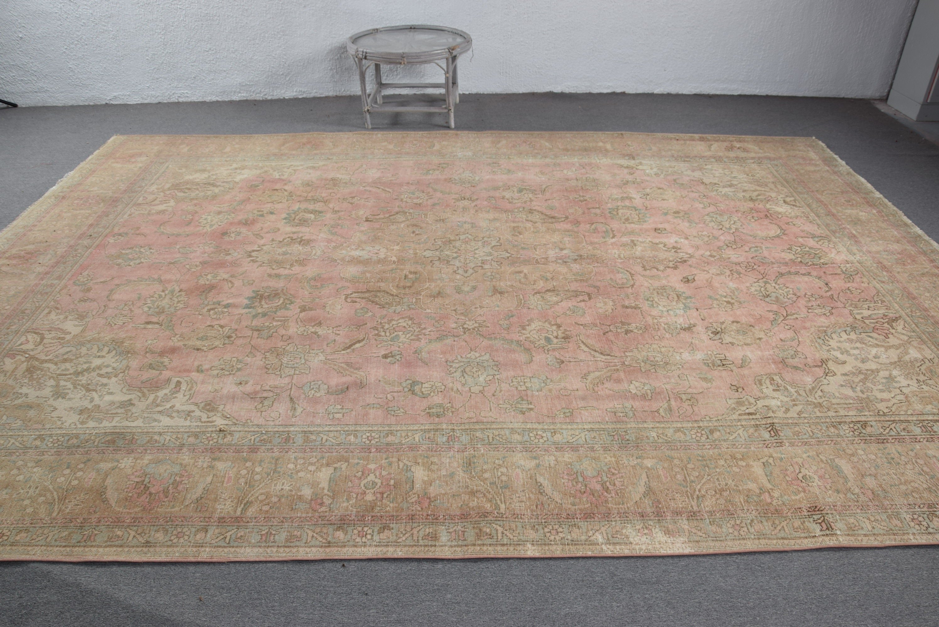 Rugs for Living Room, Turkish Rug, Pink Oushak Rugs, Salon Rug, Floor Rug, Saloon Rug, 9.7x12.9 ft Oversize Rug, Vintage Rug