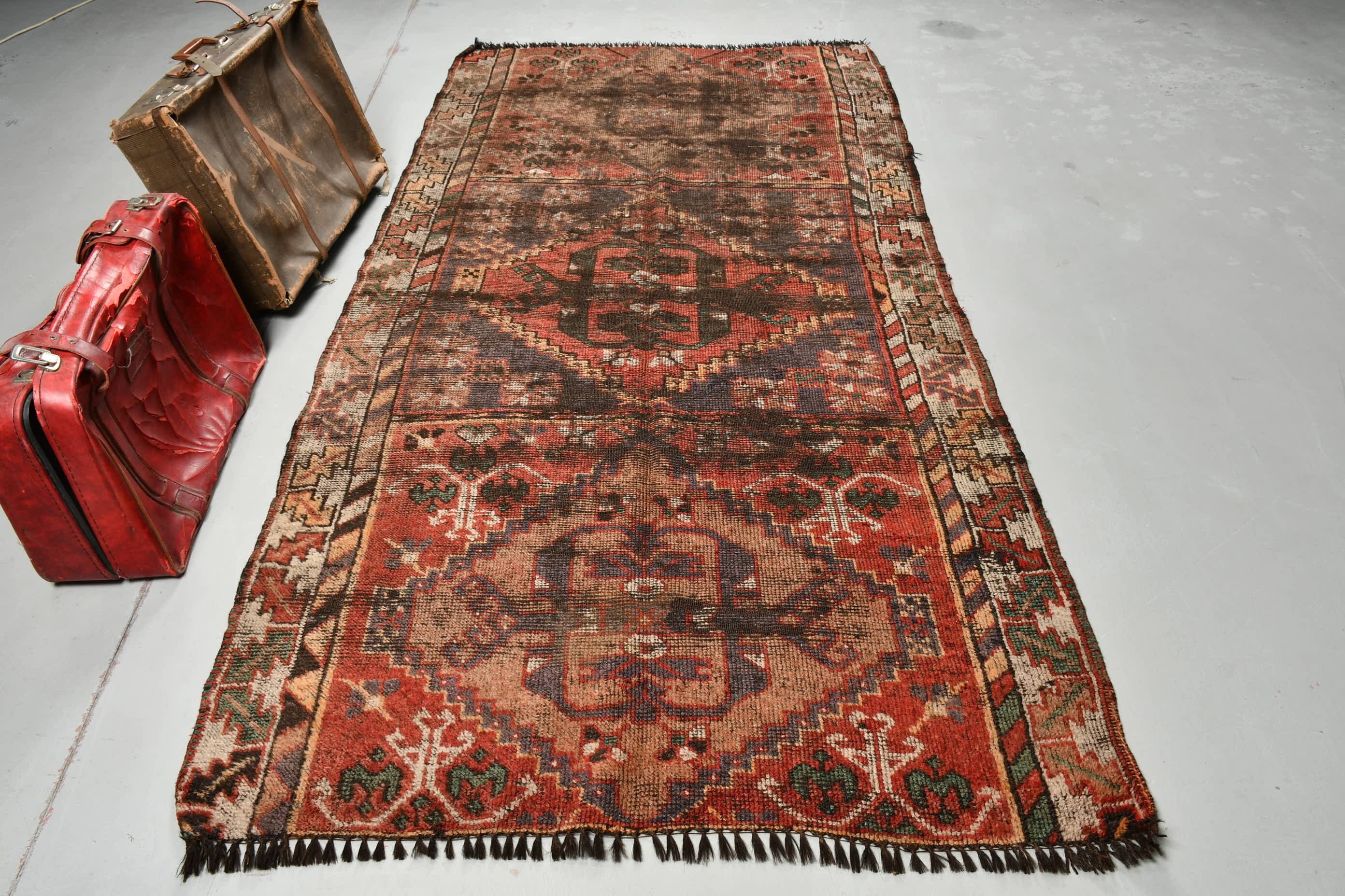 Bedroom Rug, Nomadic Rugs, Red Wool Rug, Turkish Rug, Anatolian Rug, Vintage Rugs, Living Room Rugs, 4.6x9.2 ft Large Rugs, Rugs for Salon