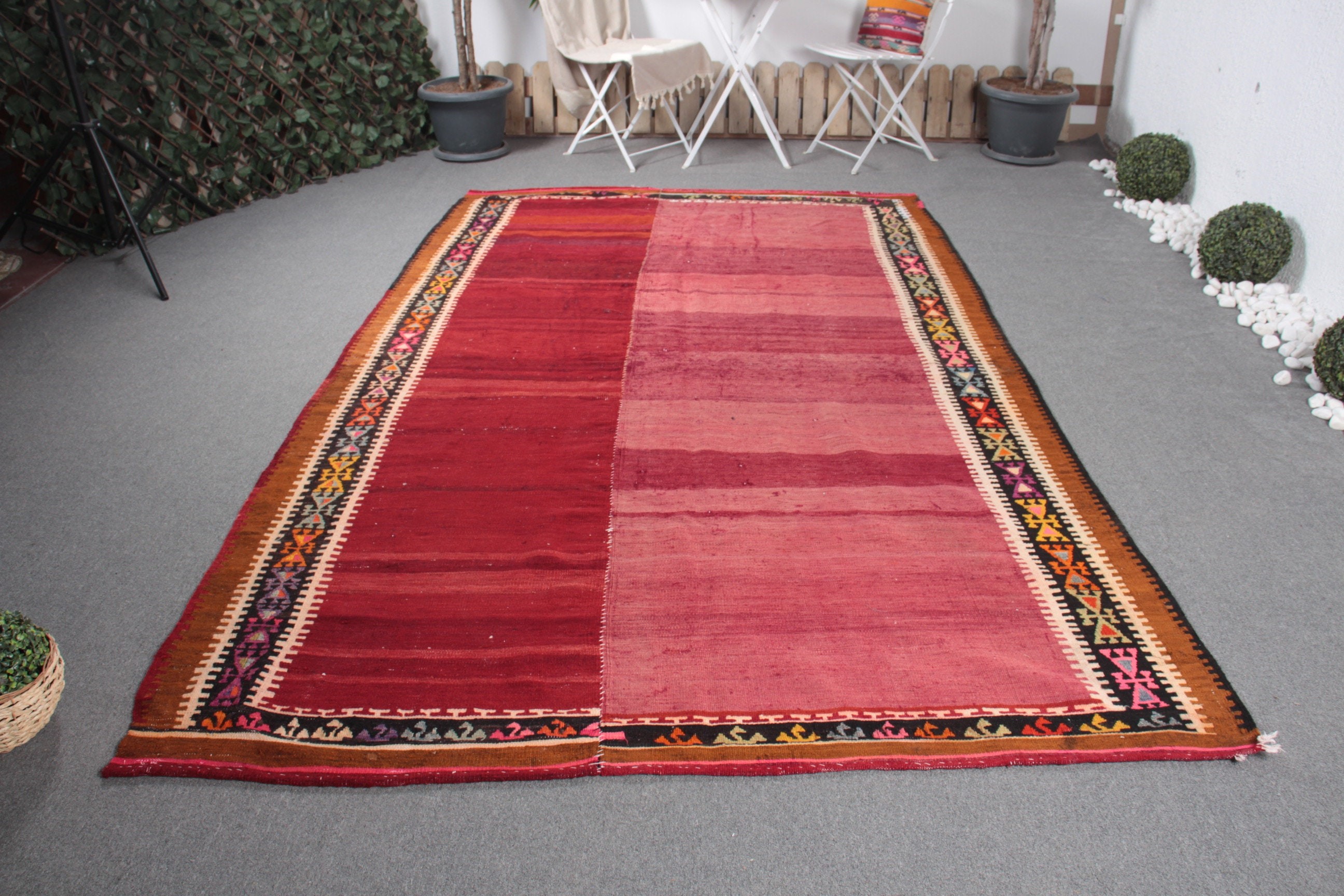 Anadolu Halısı, Türk Halısı, 6.1x9.6 ft Büyük Halı, Kırmızı Soğuk Halılar, Oturma Odası Halısı, Vintage Halı, Kilim, Yemek Odası Halısı