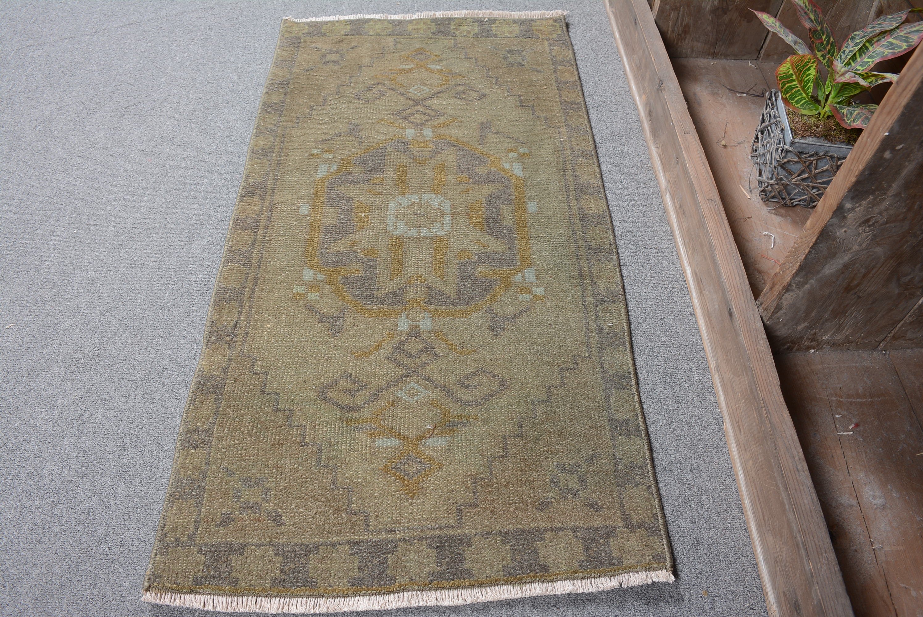 Bathroom Rugs, Turkish Rugs, Vintage Rugs, Oriental Rug, Wool Rugs, Rugs for Bath, Brown Antique Rug, Door Mat Rug, 1.6x3.1 ft Small Rug