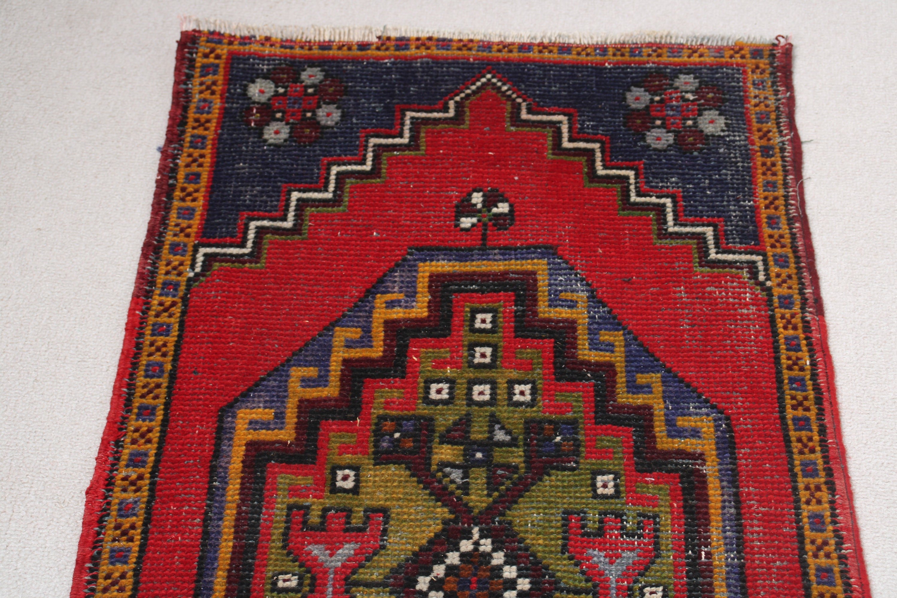 Bath Rugs, Wool Rugs, 1.7x3.4 ft Small Rugs, Oriental Rug, Vintage Rug, Bedroom Rugs, Red Flatweave Rugs, Rugs for Bathroom, Turkish Rug