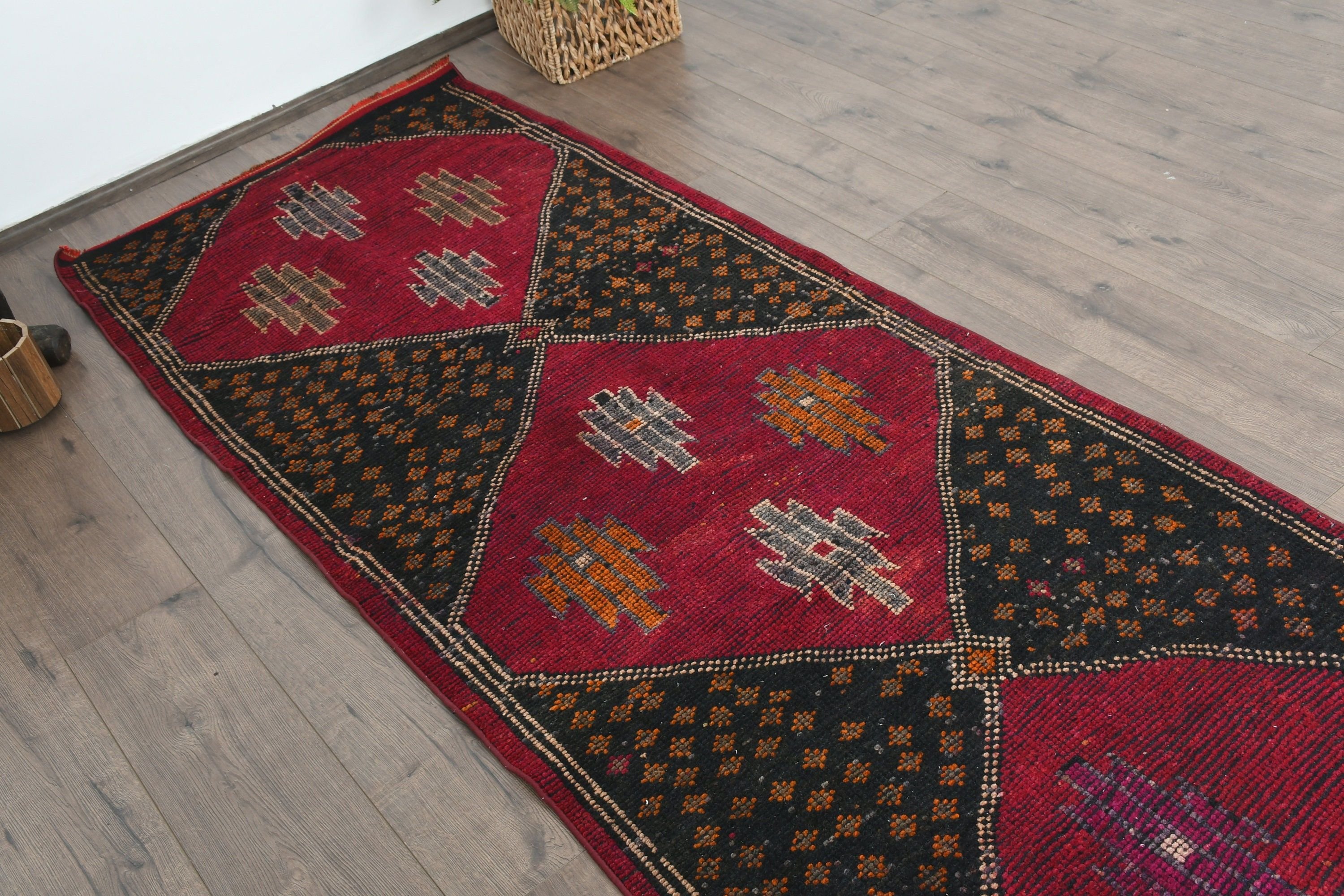 Turkish Rug, 3.1x10.4 ft Runner Rugs, Corridor Rugs, Oushak Rug, Hallway Rugs, Red Moroccan Rug, Vintage Rugs, Turkey Rug, Antique Rug