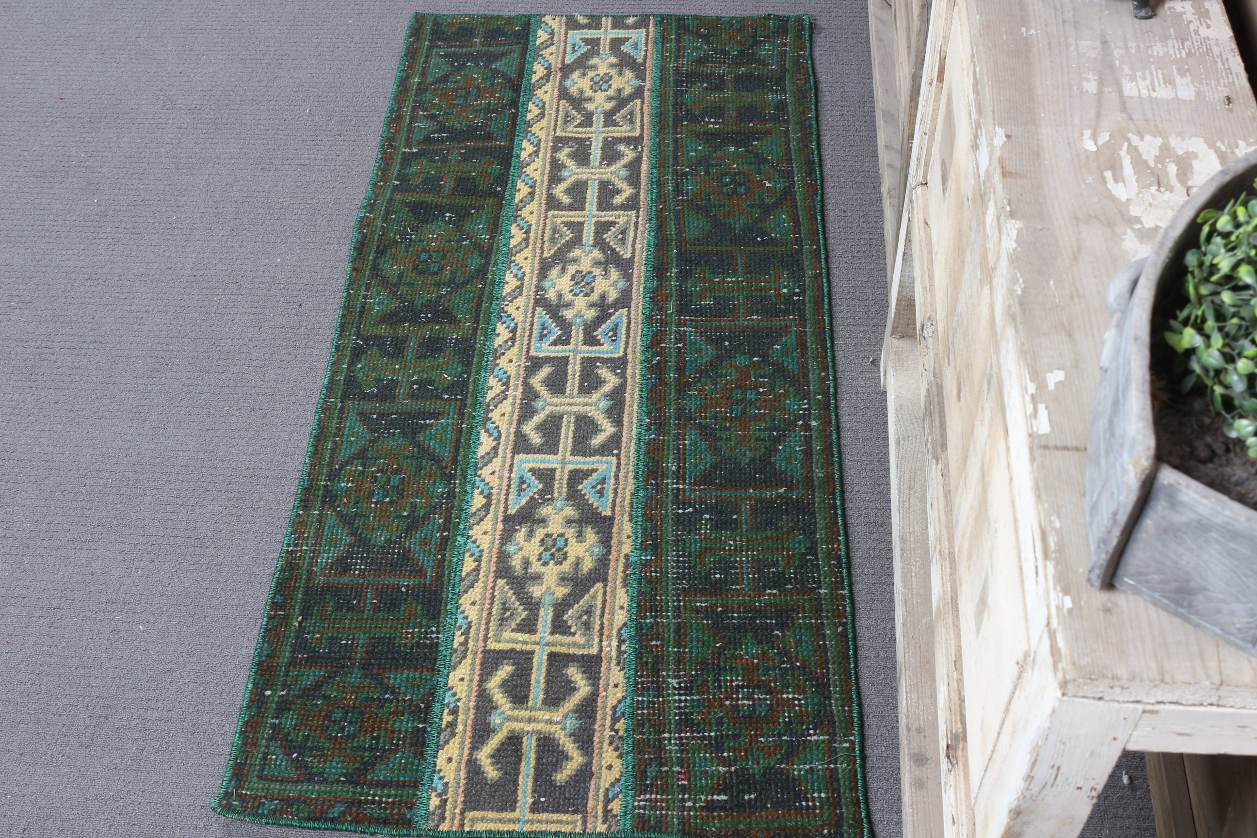 Sarı Soğuk Halı, Vintage Halılar, Araba Paspas Halısı, Yer Halısı, Mutfak Halıları, Duvara Asılı Halılar, Türk Halısı, Soğuk Halı, 1.9x4.2 ft Küçük Halı