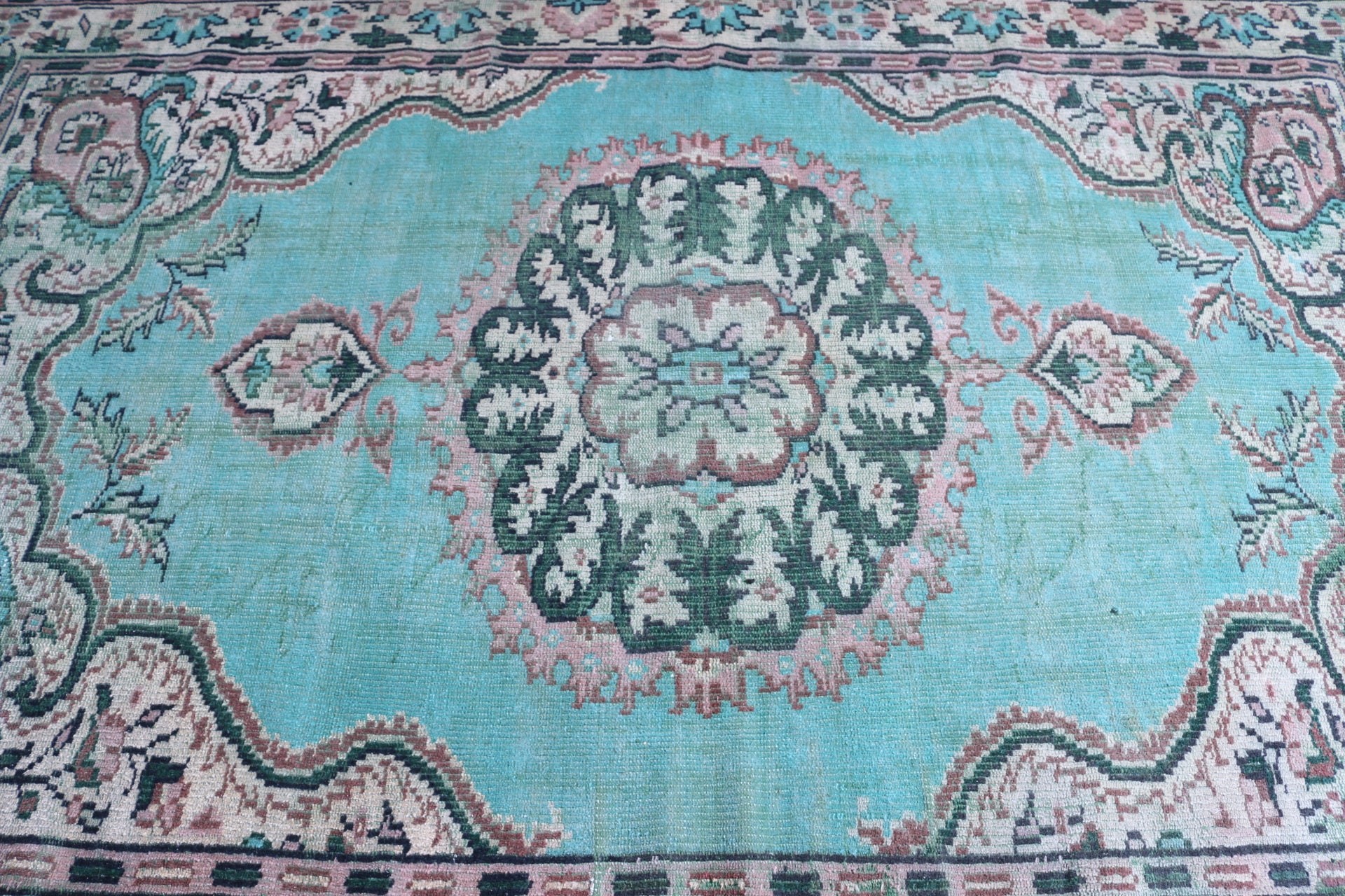 Dining Room Rug, Green Home Decor Rug, Cool Rug, Turkish Rugs, Living Room Rug, 6.2x9.3 ft Large Rug, Pale Rug, Vintage Rugs