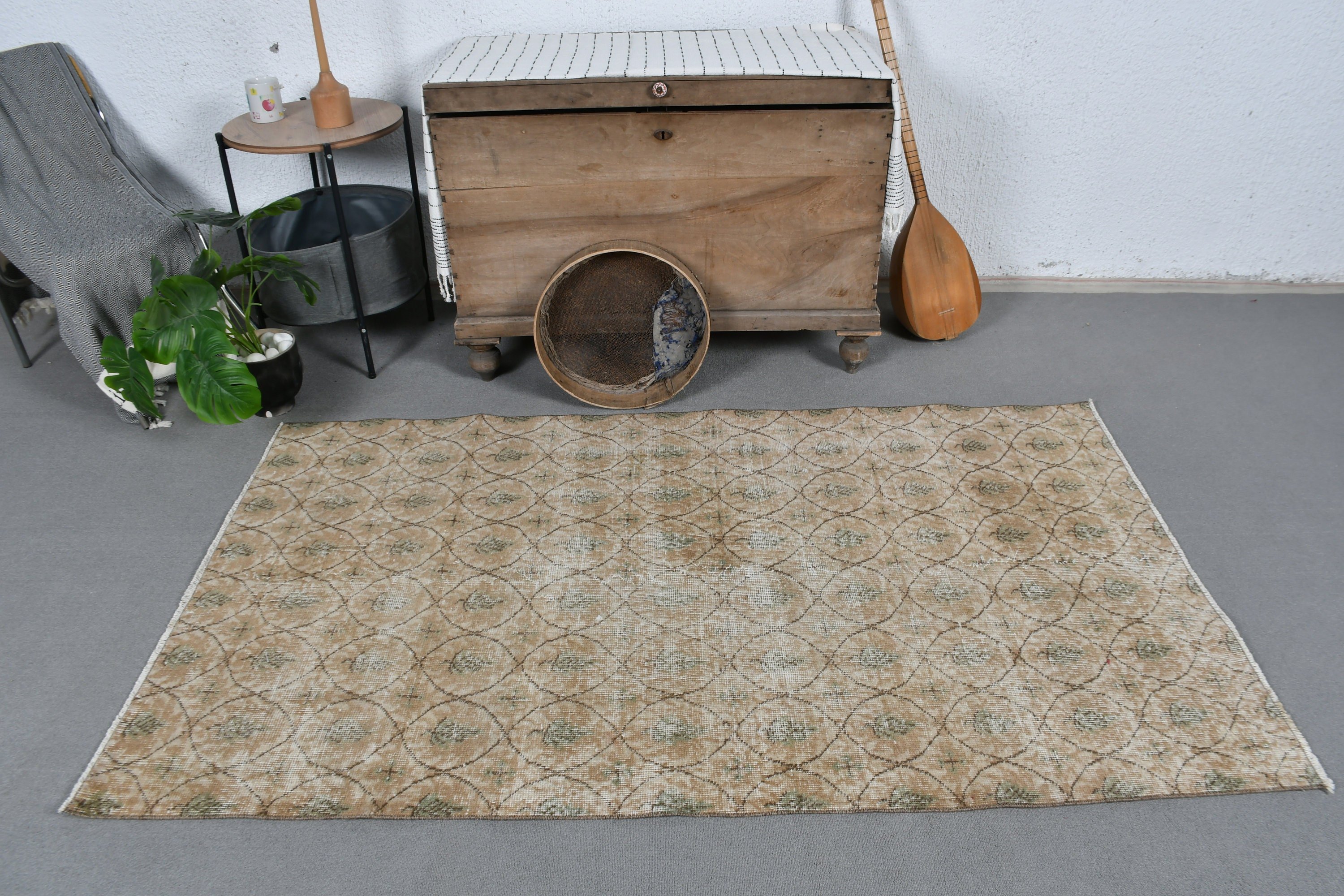 Vintage Rug, Turkish Rug, Kitchen Rugs, Bedroom Rugs, Anatolian Rug, Brown Antique Rugs, Floor Rug, Antique Rugs, 3.7x6.4 ft Accent Rug